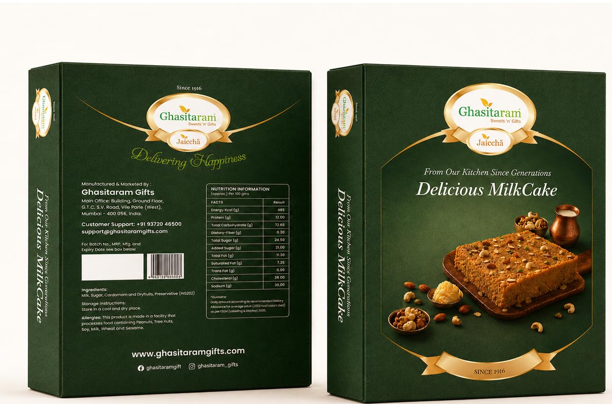 Ghasitaram Gifts Delicious Milk Cake, 200g|Sweets|Sweets Gift Pack|Diwali Sweets|Indian Mithai|Diwali Sweets Gift Box|Sweets Gift Box