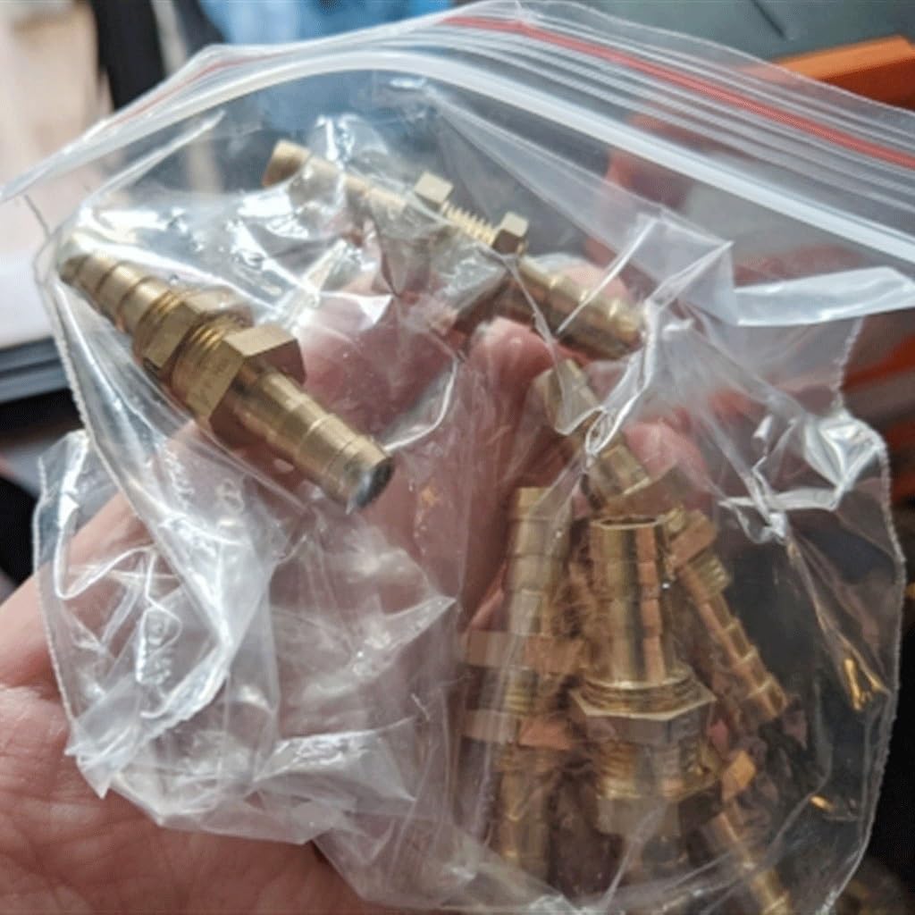 Pipe connector, Hose Barb Bulkhead Brass Barbed Tube Pipe Fitting Coupler Connector Adapter(8mm)