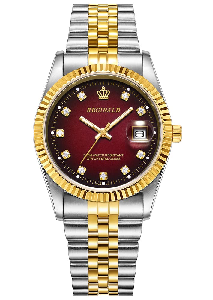 Reginald Watches for Women Fashion Watch Luminous Hands Sapphire Stainless Steel Quartz Rome Dial Gold Watches