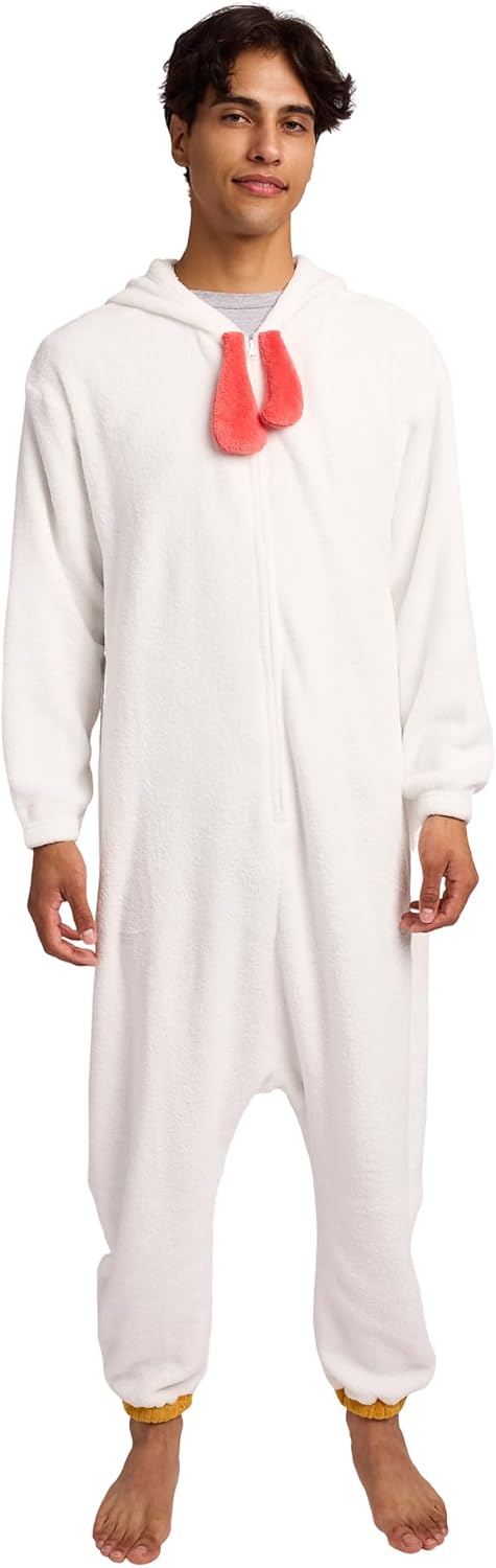 Bioworld Rooster Adult White Long Sleeve Hooded Kirugumi Cosplay Onesie Costume Suit - Image 4