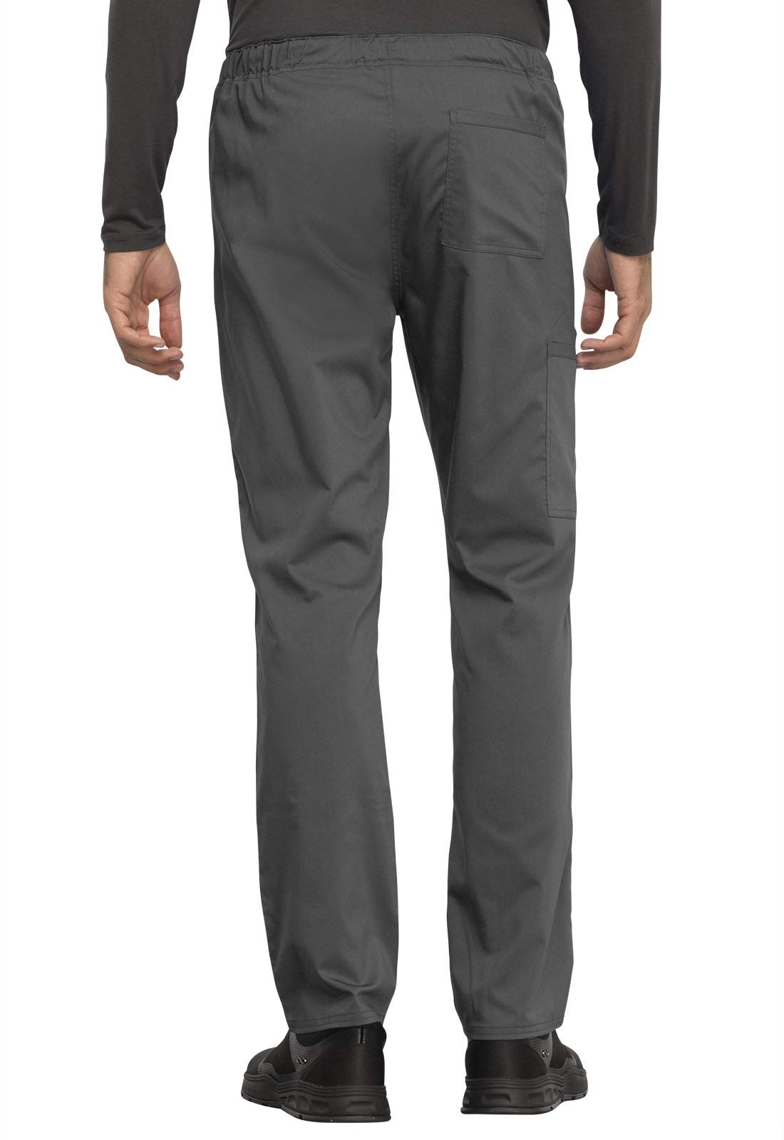 Cherokee WW625 - Conjunto de ropa quirúrgica para hombre y mujer con cuello en V y pantalón de pierna cónica con cordón, WW020, peltre, parte superior L / pantalón alto L