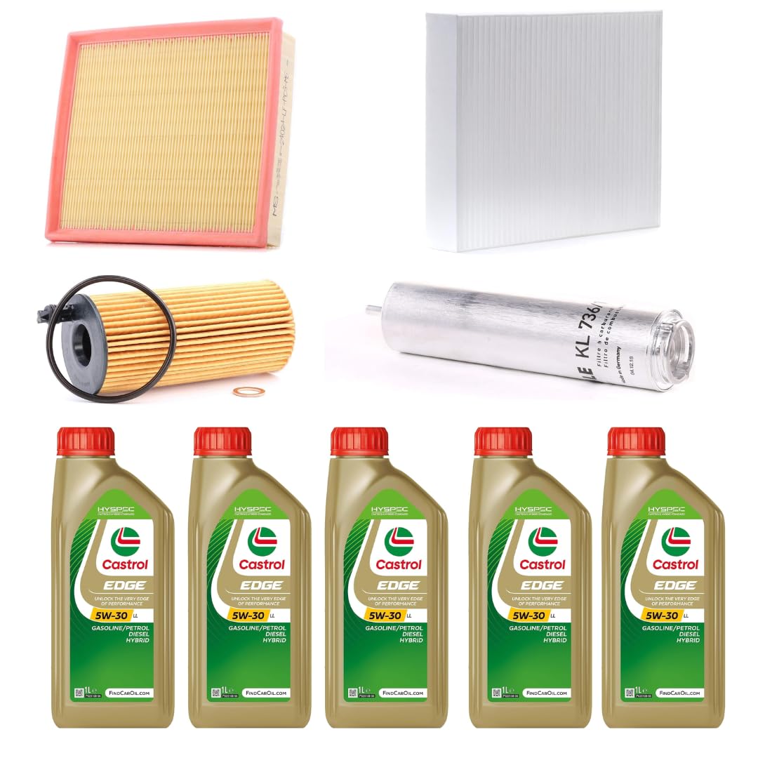 KIT TAGLIANDO COMPLETO FILTRI + OLIO CASTROL 5W30 COMPATIBILE CON VW BMW 3 F30 F31 316d 320d