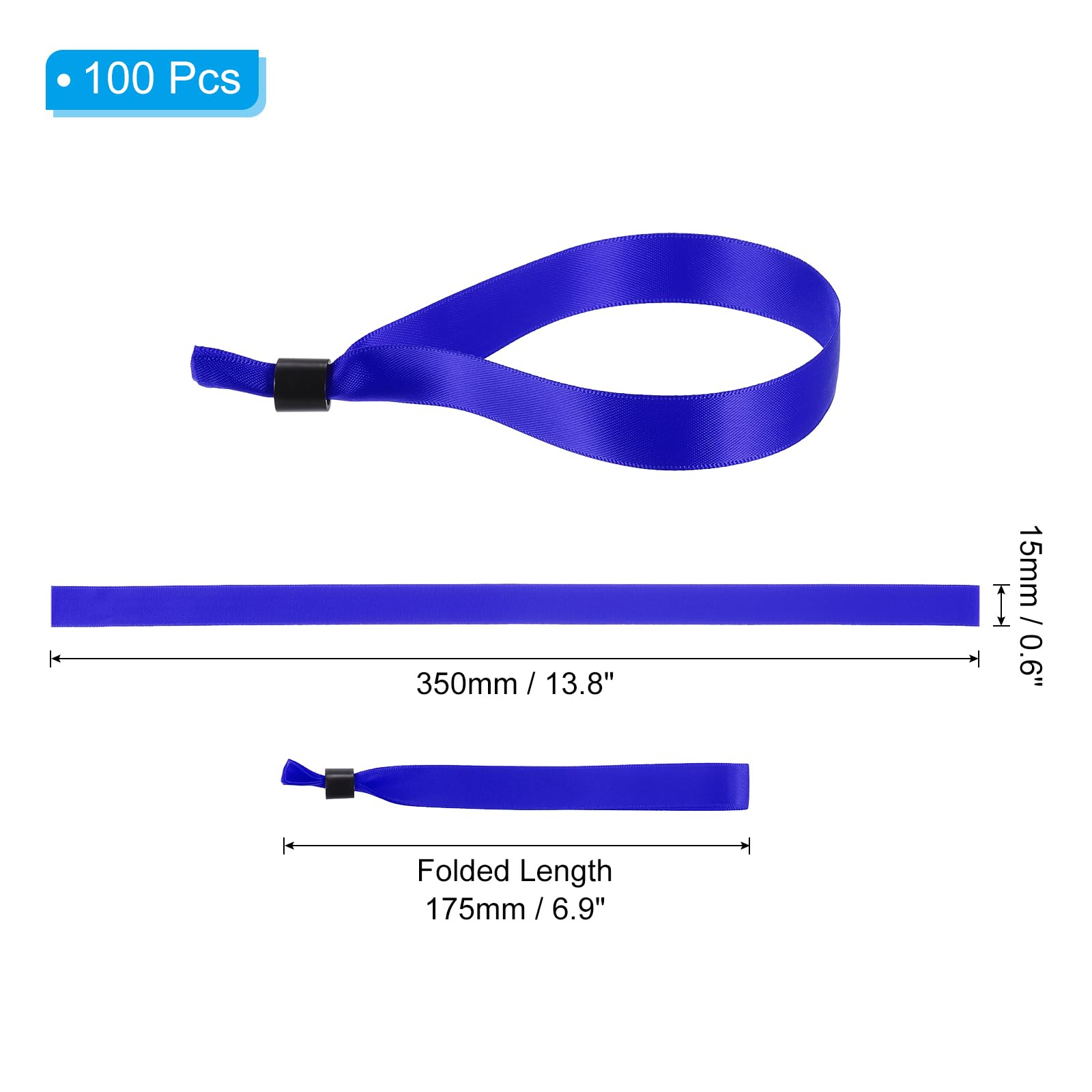 PATIKIL Disposable Cloth Wristbands for Events 100 Pcs Adjustable Cloth Event Wristbands Colored Wrist Bands for Concert Club Parties Blue - Image 2