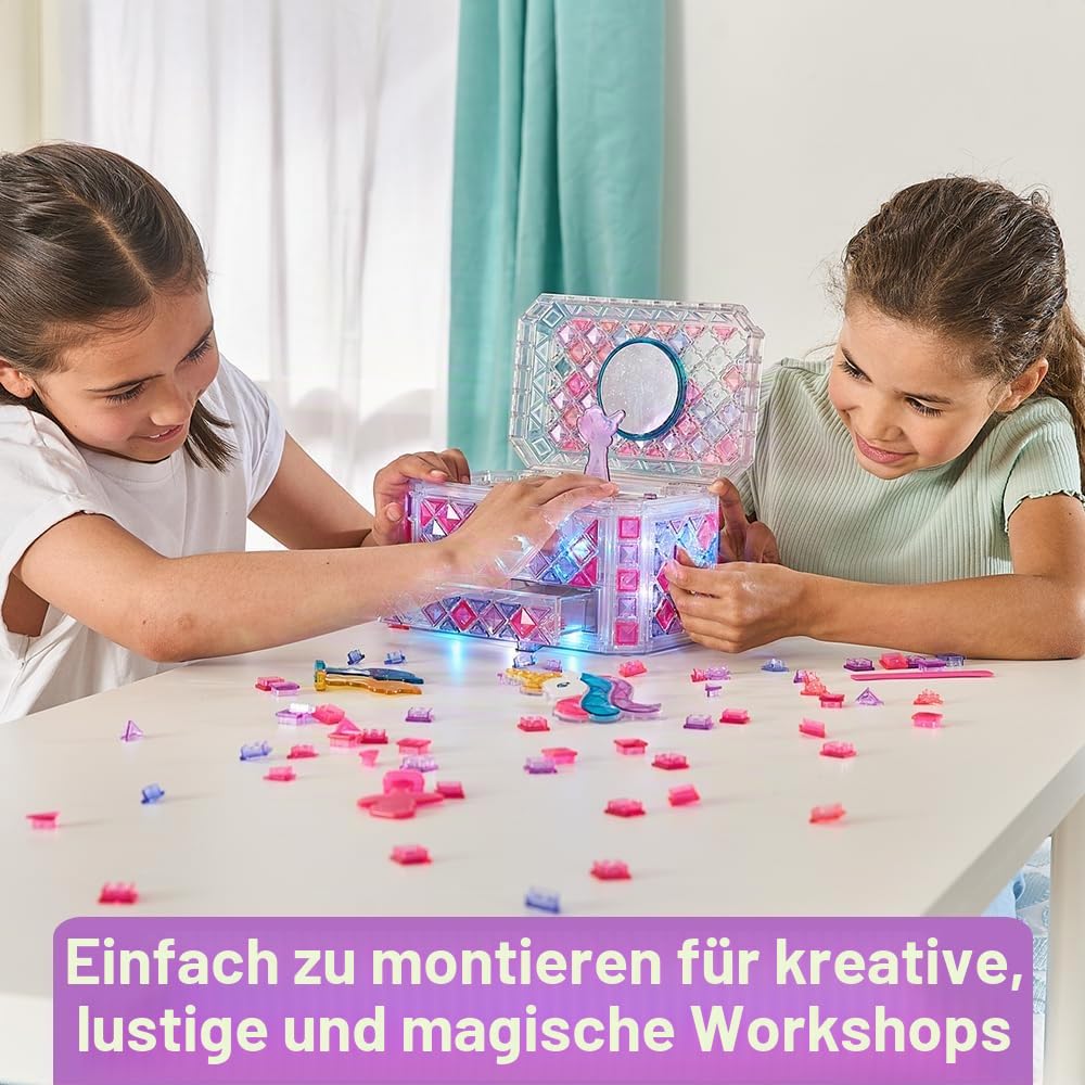 VTech - Mosaic Magic Lights Schmuckschatulle – Mosaik-Set für Kinder – personalisierbare Geheimnisbox mit Lichteffekten und Musik – kreatives und DIY-Spiel – Geschenk für Kinder ab 5 Jahren – Inhalt