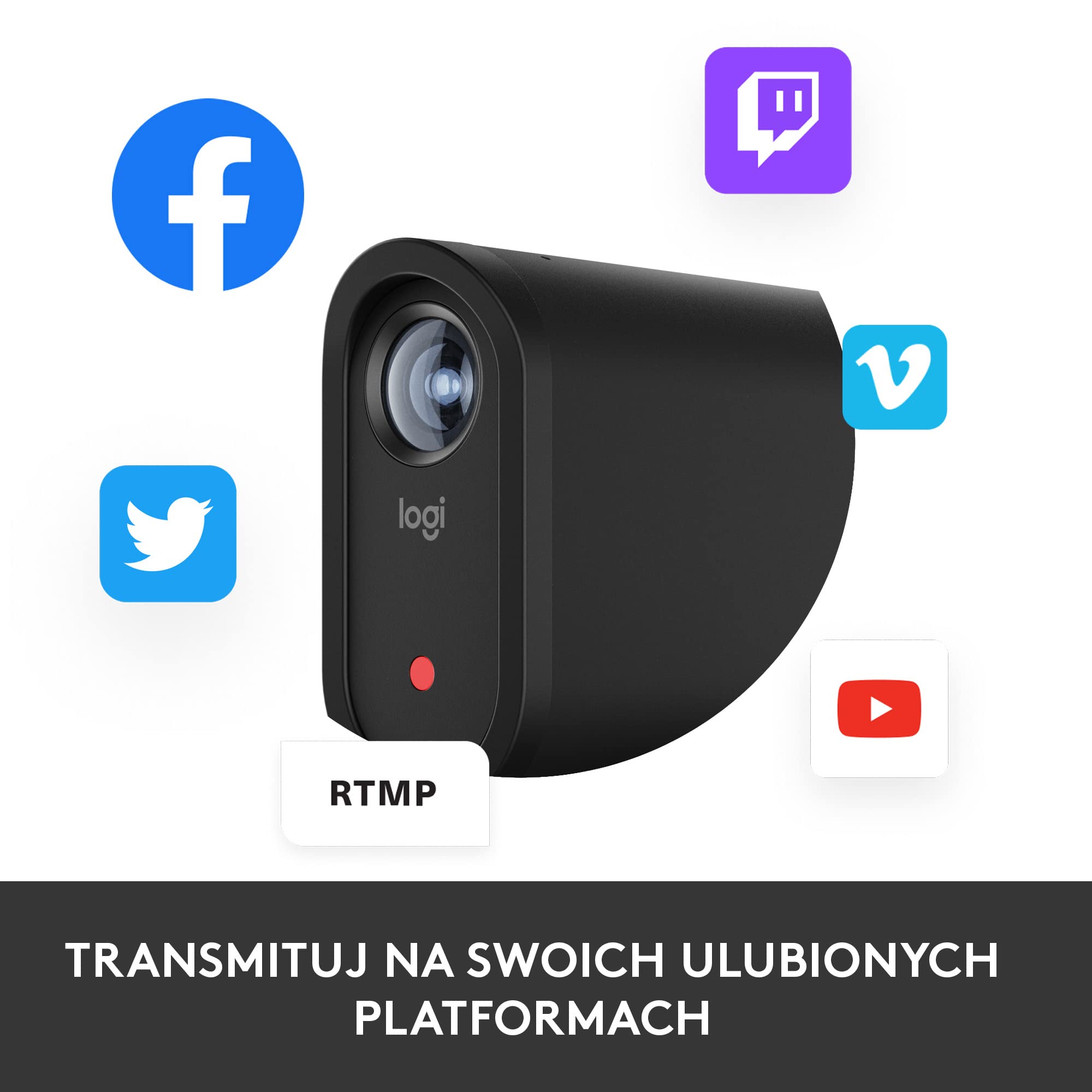 Logitech for Creators Start 3-Pack Kamera, bezprzewodowe przesyłanie strumieniowe na żywo 1080p HD z wielu kamer, inteligentne sterowanie przez aplikację, przesyłanie strumieniowe przez Wi-Fi, Czarna