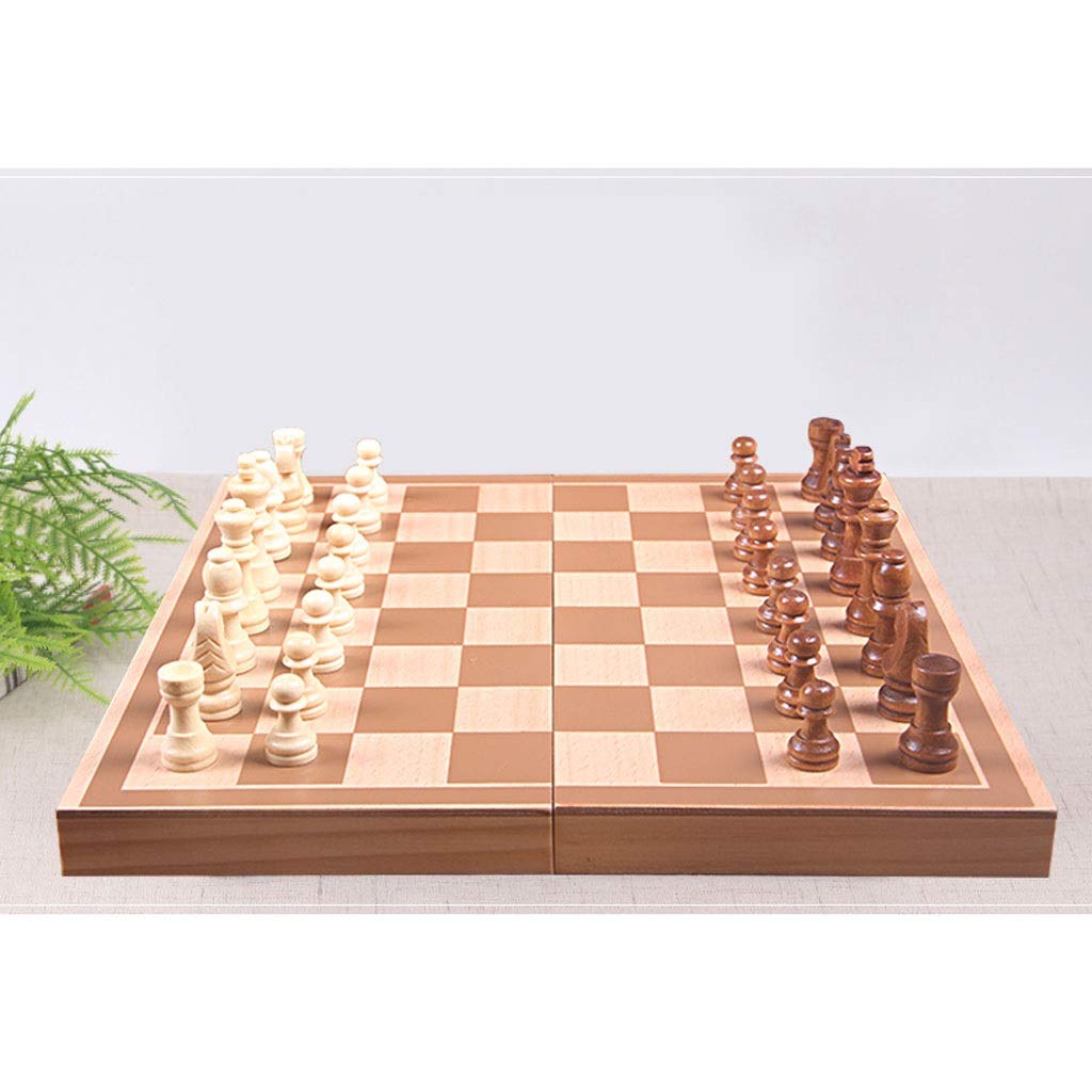 MYBA Scacchiera Scacchi Scacchi in Legno massello Set Elevata Qulity 19.2 * 29.6cm in Legno International Scacchi Set da Tavolo da Tavolo Portatile Pieghevole Scacchiera Regalo