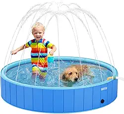 Sprinkler Splash Piscina Antiderrapante Para Crianças e Pet 120x30cm Dobrável