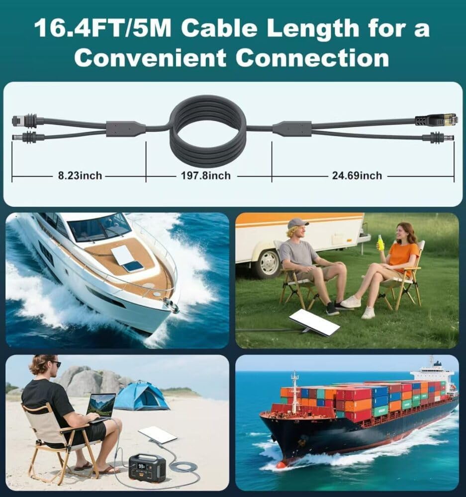 Elfcam - Cavo 3-in-1 da 10m per Starlink Mini – Alimentazione USB-C + Starlink Mini Standard, Connettore RJ45 CAT6 per Rete Estesa, 10 Metri