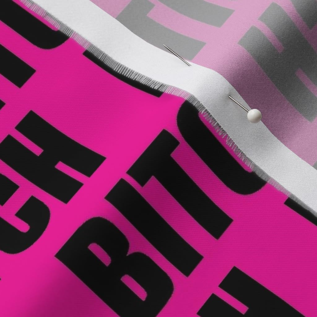 Spoonflower Fabric - Curse Adult Profanity Rude Swear Words Hot Pink Black Printed on Organic Cotton Sateen Fabric by The Yard - Sewing Quilting Apparel Home Decor