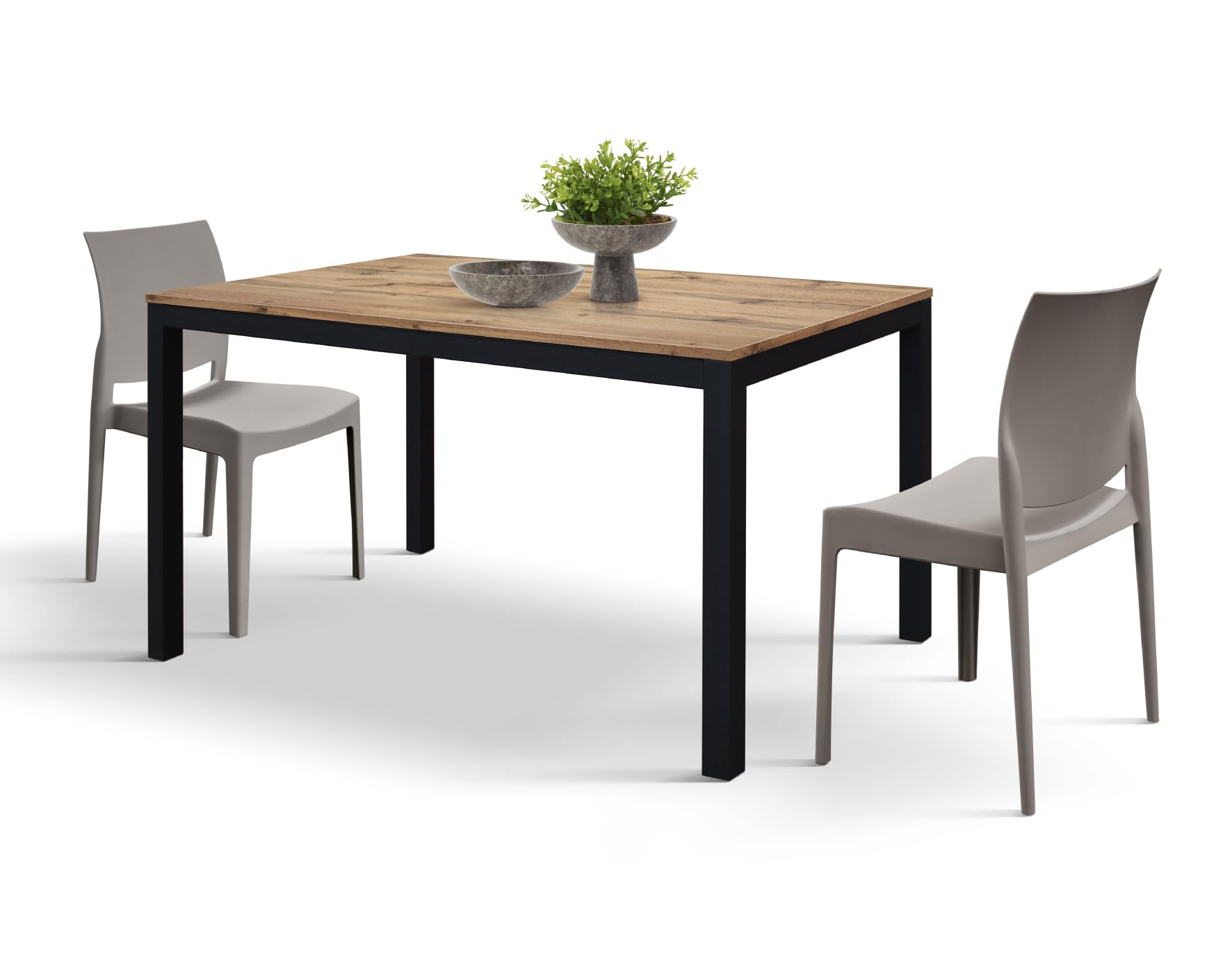 PAZZO DESIGN Tavolo Allungabile Michelle, Tavolo Soggiorno e Cucina, Piano Nobilitato Melaminico, Gambe Metallo Nere, Made in Italy, Rovere Rustico, 120x80x75 cm - id_2092
