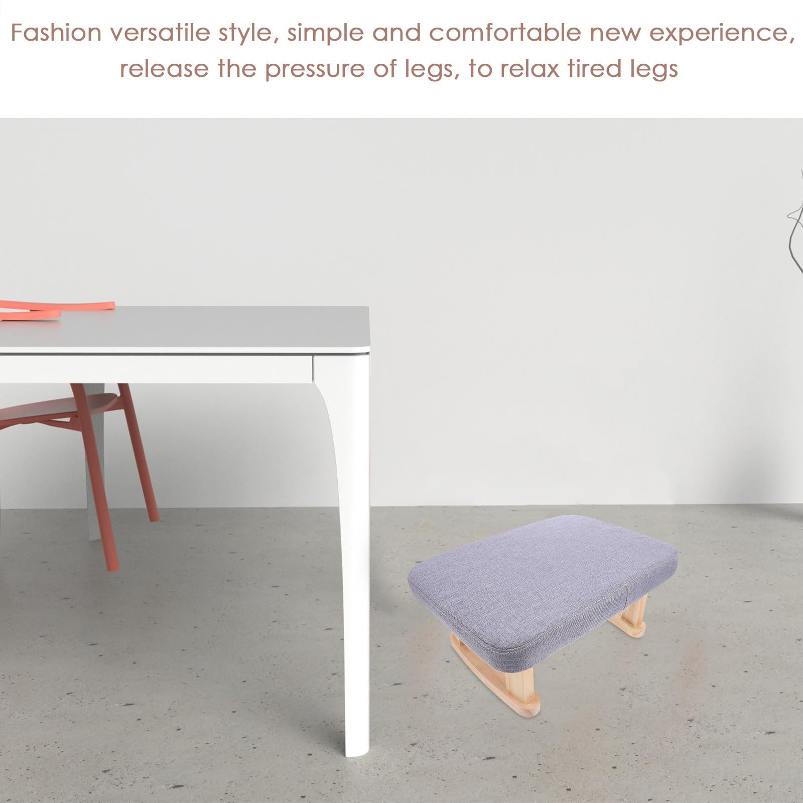 NOLITOY Taburete Pequeño de Madera Maciza Asiento Tapizado en Tela Gris, Reposapiés Multifuncional para Cambiar Zapatos, Meditación y Yoga, Portátil y Compacto para Hogar y Oficina