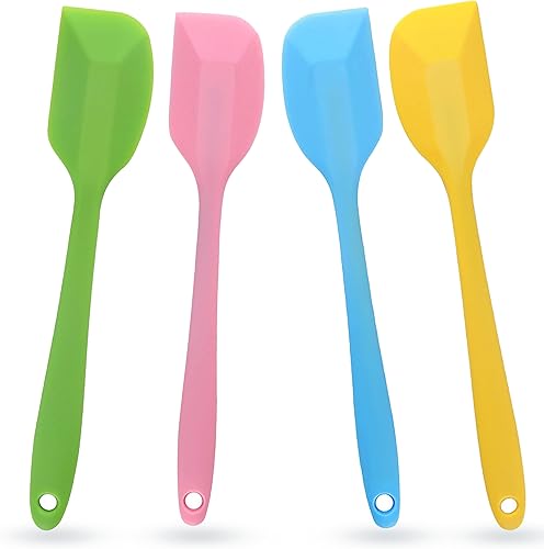 Miniatura 10 de 4 espátulas de silicona, espátula de goma con núcleo de acero inoxidable, 11 pulgadas, antiarañazos, para hornear, cocinar, juego de espátulas de 8