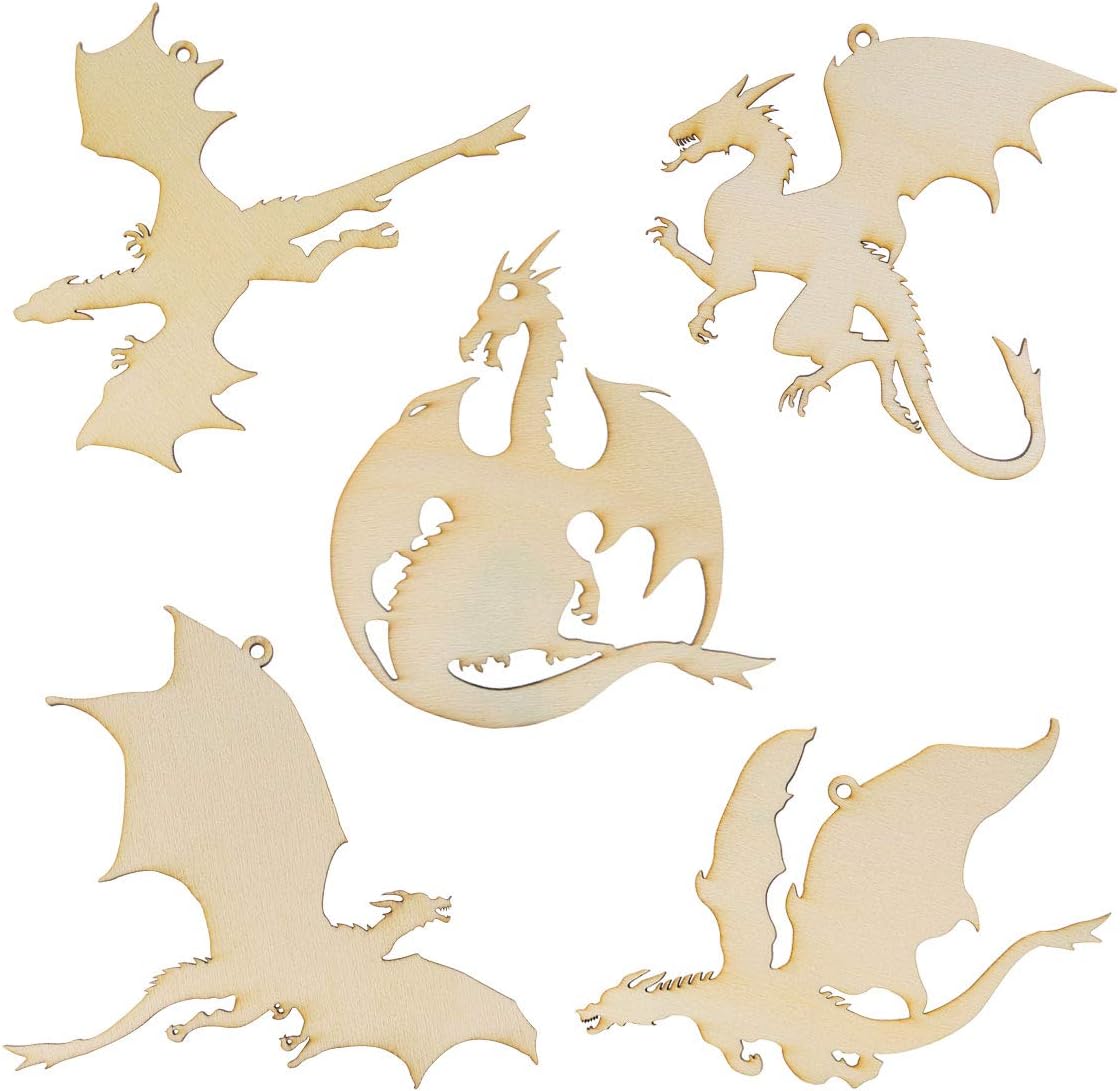 Summer-Ray Wooden Laser Cutout DIY Craft Party Decoration Art Embellishment Room Decoration (Dragons)