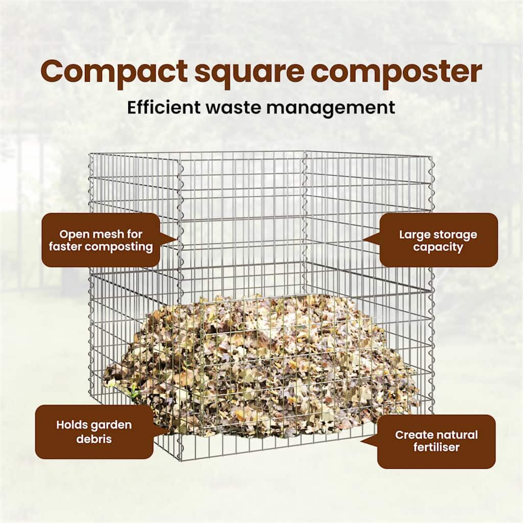 vidaXL Quadratischer Komposter 100 x 100 x 50 cm Eisen, Gartenkomposter, effizient, platzsparend, urban, für organische Abfälle
