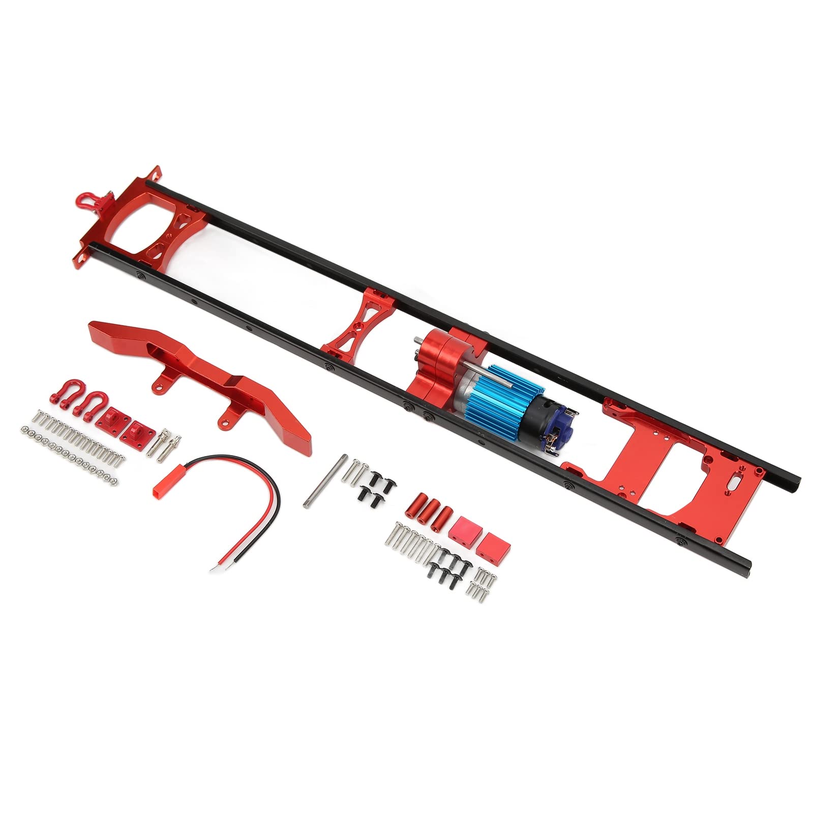 Chasis de metal Wangcmcol RC para mejorar el modelo de coche, aleación de aluminio ligera y duradera, diseño realista altamente simulado, fácil de instalar y desmontar. (Rojo)