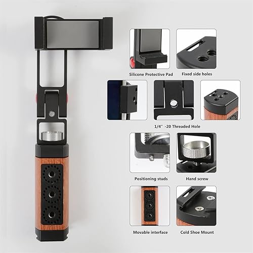 Miniatura 4 de Amykite Soporte de agarre plegable para teléfono inteligente con correa de muñeca, compatible con tornillo estándar de 14 pulgadas para trípode y