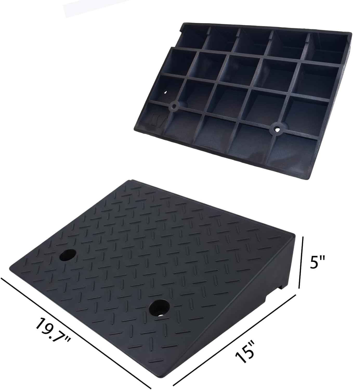 2 Pack 5'' Rise Rubber Curb Ramp Heavy Duty Loading Rubber Curb Ramps 3 Tons Driveway Ramp Car Slope Ramp for Loading Dock Bike Vehicle Warehouse Sidewalk Wheelchair (5" H)