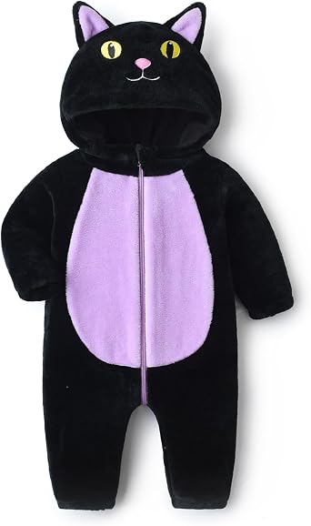 Toddler Baby Girl Boy Animal Zipper Romper Halloween Costume Fuzzy Warm Fall Winter Fleece Snowsuit Bodysuit Swonsuit