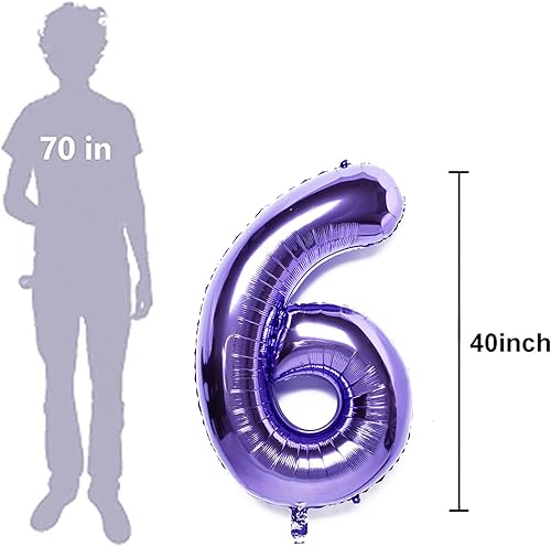 Miniatura 19 de Pupple - Globo grande de 40 pulgadas, números 0, para fiesta de cumpleaños, boda, helio, papel de aluminio de Mylar Globo número 0,Globo número