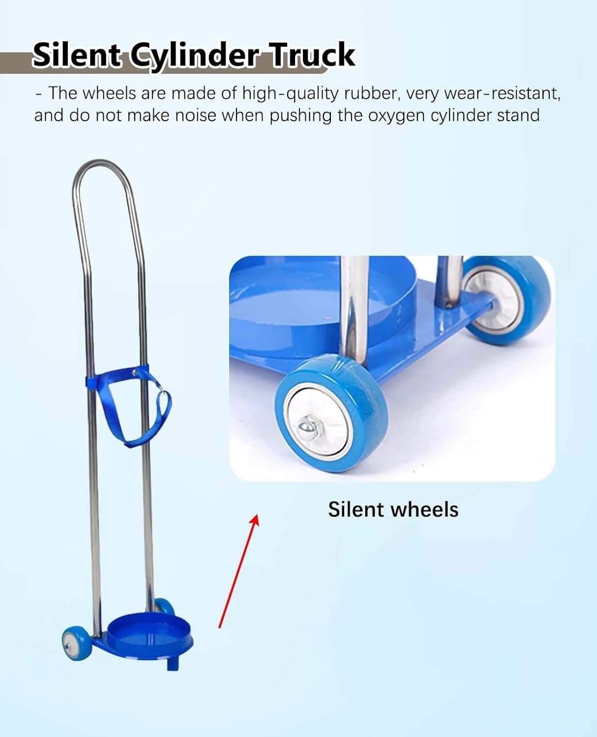 Genérico Carro para Cilindros de oxígeno con Correa de Nailon y Ruedas silenciosas, Carro portátil para Tanques de oxígeno con asa, Compatible con Cilindros de oxígeno de tamaño D/E para us