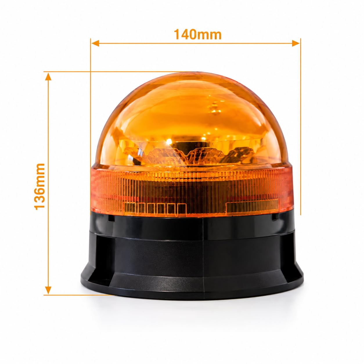Rundumleuchte Magnet 12V 24V – LED Warnleuchte Orange mit Magnetfuß und Zigarettenanzünder-Stecker – 3 Blitzmuster, ECE R65 R10 StVZO Zulassung, IP67, für Traktor LKW Pannenhilfe