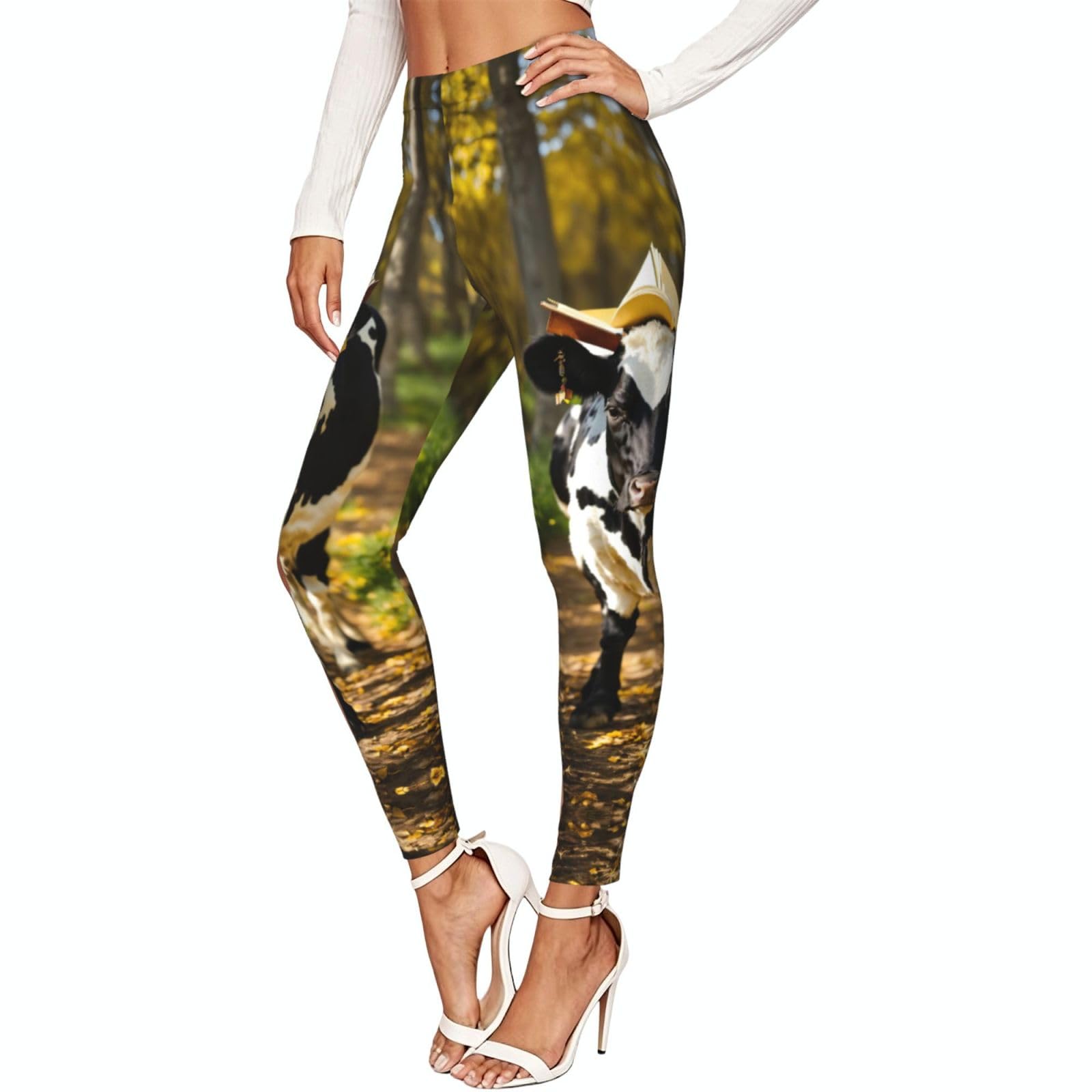 Leggings de compresión suave con estampado de vaca para mujer 7