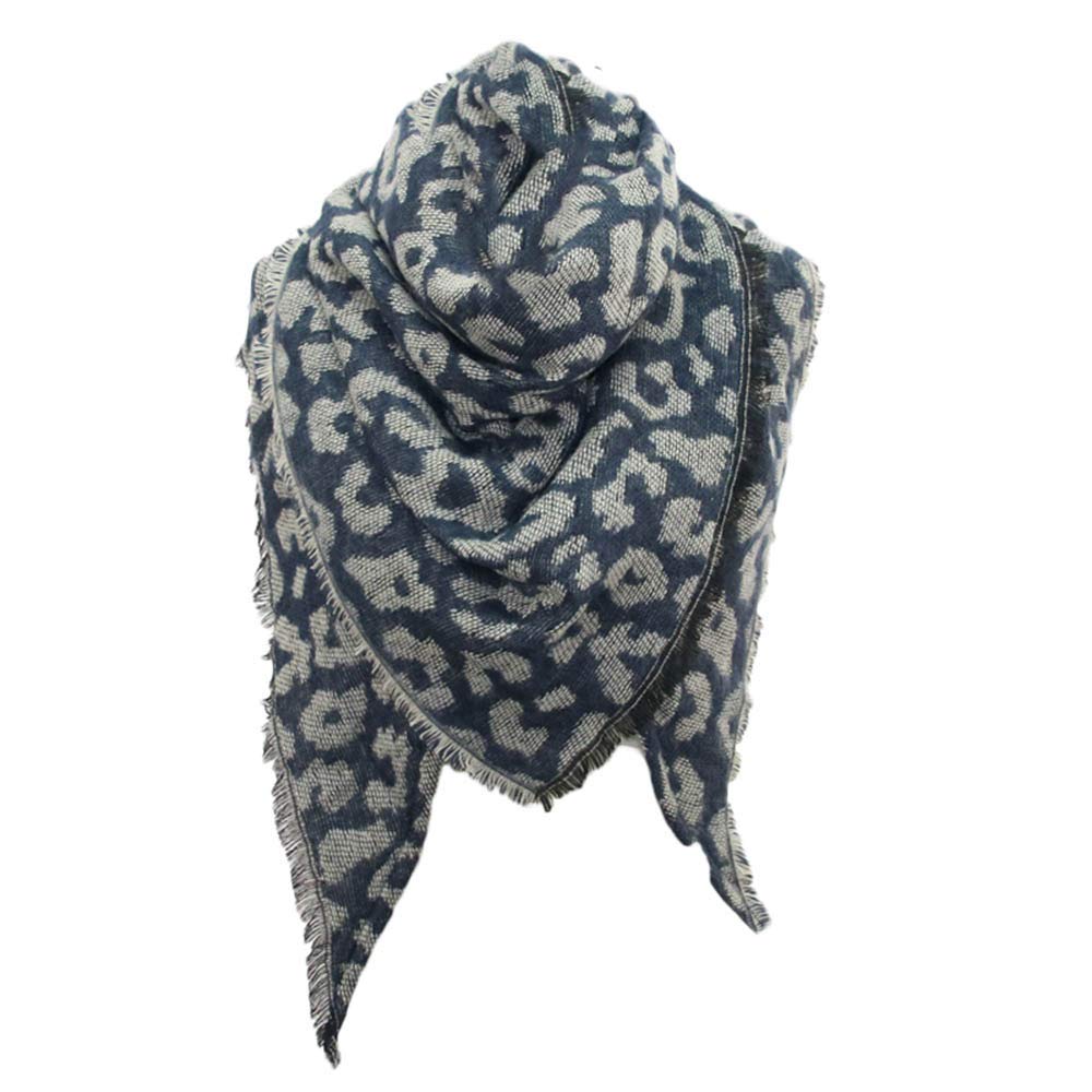 Bufanda de mujer de cachemira suave, bufanda grande de lana negra, fular ligero grande, chal de invierno, estola de pashmina, cálida y elegante (azul marino, talla única)