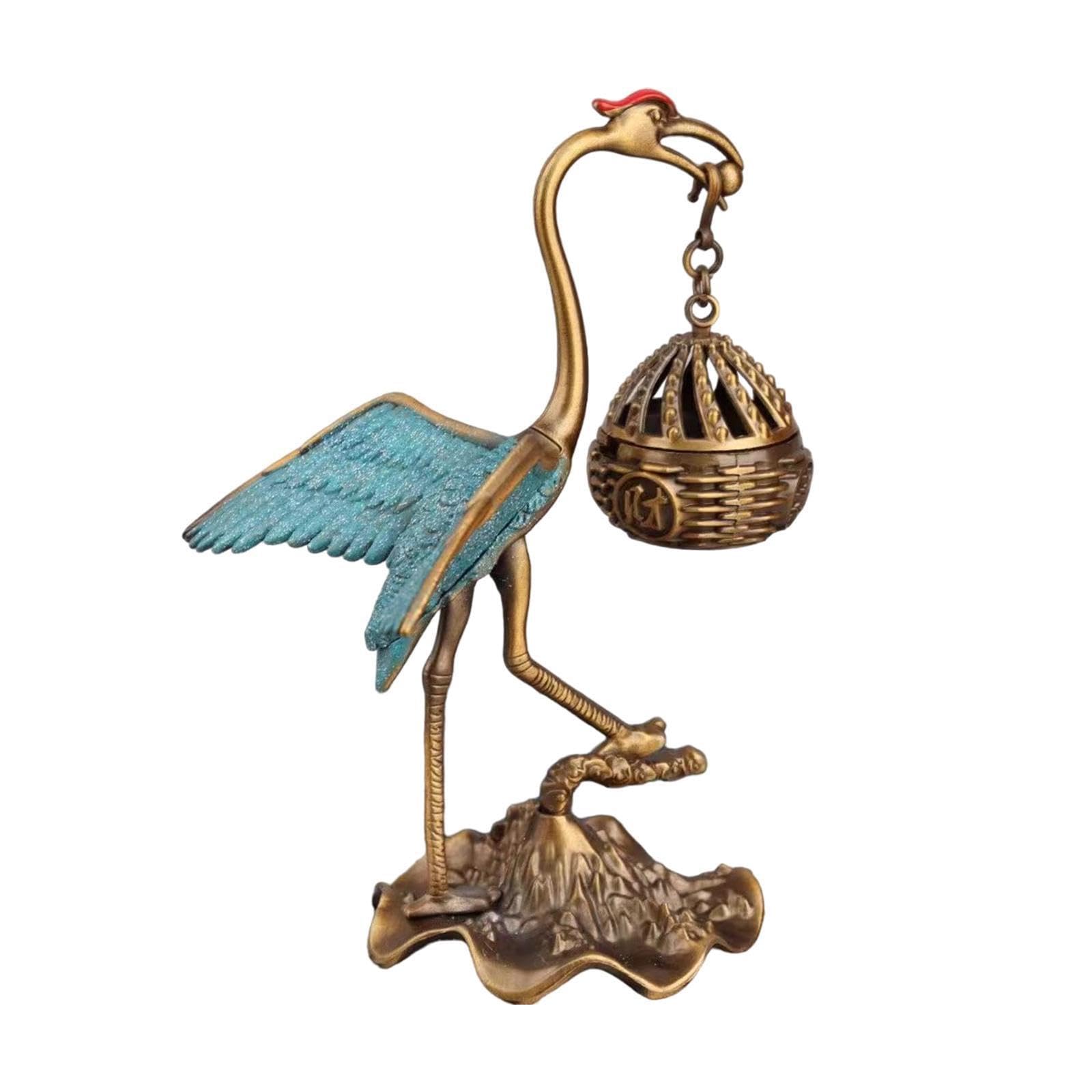 YIXANNX Metal Censer Incense Burner Unique Decor Enhances Calm During Meditation Sessions Or Quiet Evenings Hanging Cone Incense Burner Crane Statue Ornament