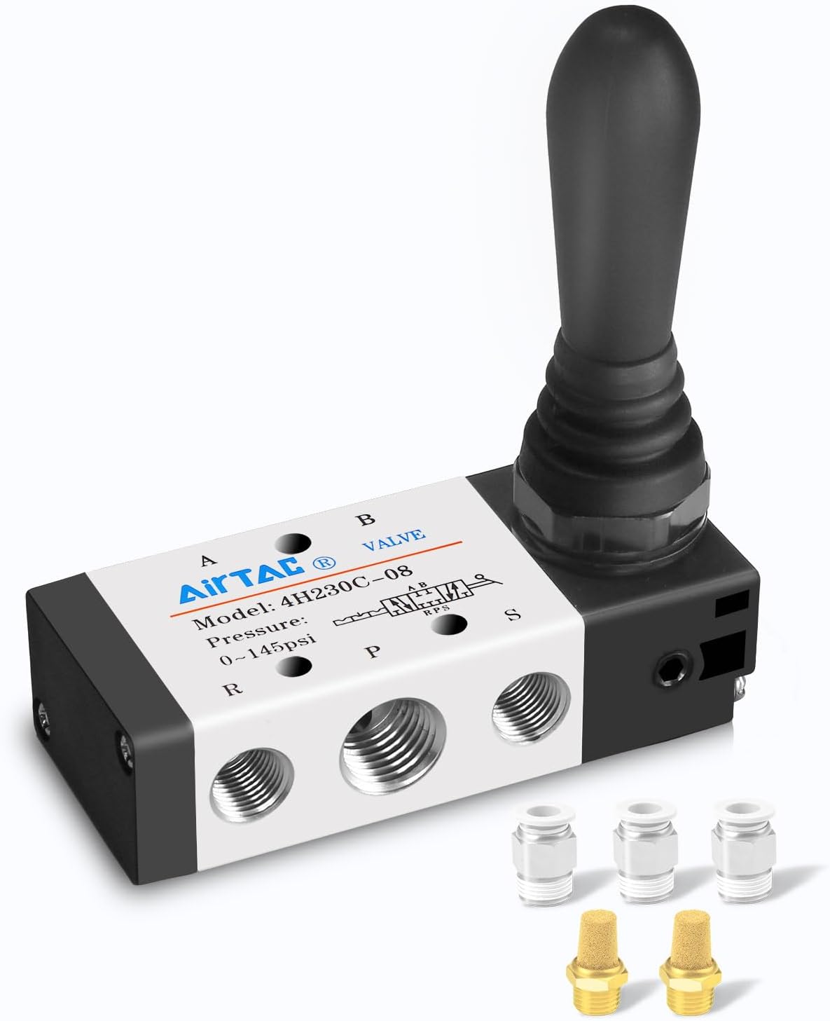 1/4"NPT 5 Way 2 Position AirTAC 4H210-08 Air Hand Lever Operated Valve, Pneumatic Solenoid Valve, Manual Control Air Solenoid Valve