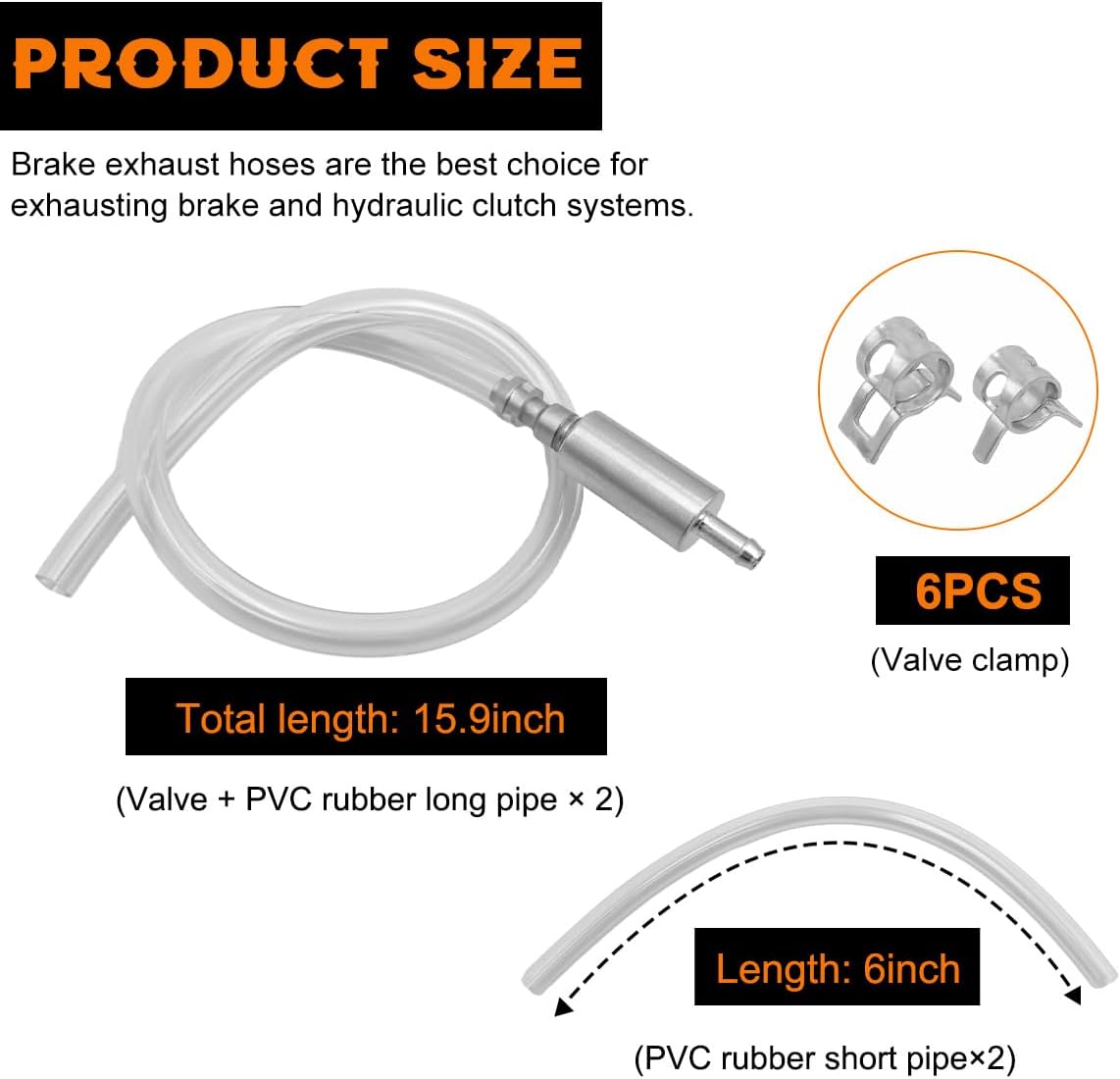 2 PCS Brake Bleeder Hose, One Way Check Valve Tube Bleeding Tool Kit for Motorcycle Clutch, Hydraulic Brake Fluid Bleeder Replacement Hose, Motorcycle Accessories