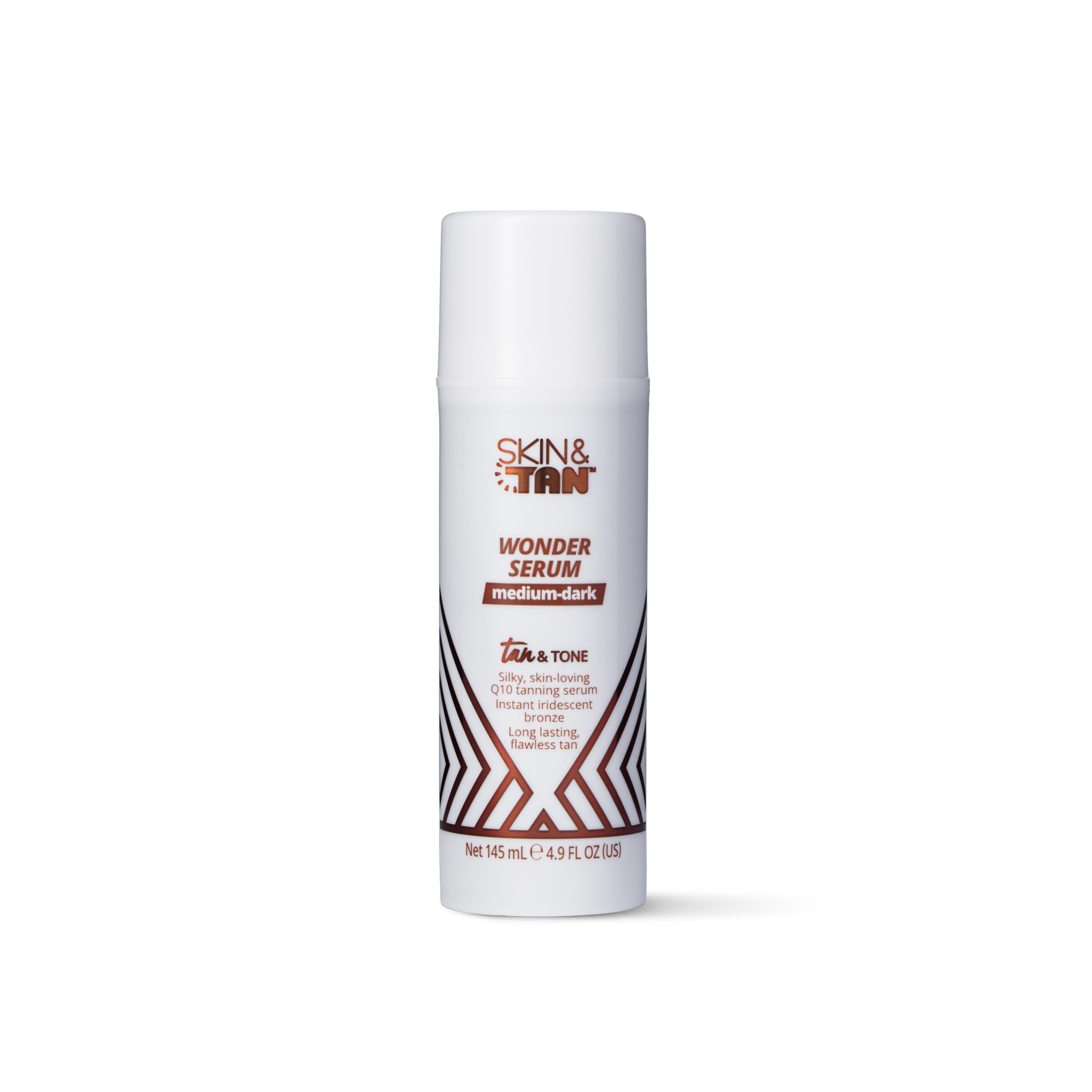 SKIN & TAN Tan & Tone Wonder Serum - Medium-Dark Self Tanner with Hyaluronic Acid for Body - Natural Looking, Streak-Free, Easy Application, Anti-Aging, Hydrating Glow 145ml