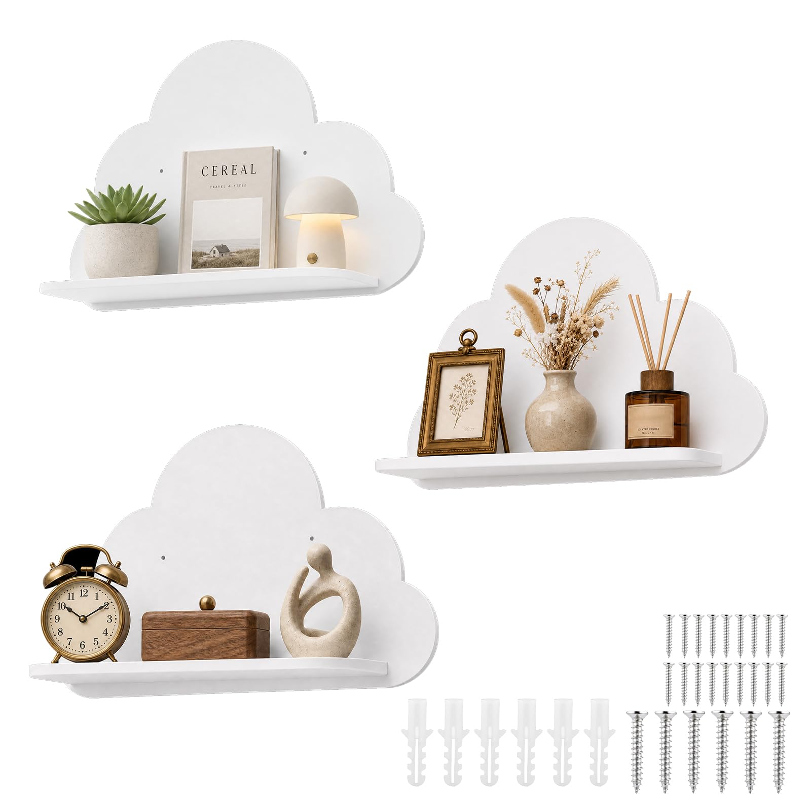 Chambre d'enfant étagères murales flottantes 40 cm décoration salon bureau avec vis