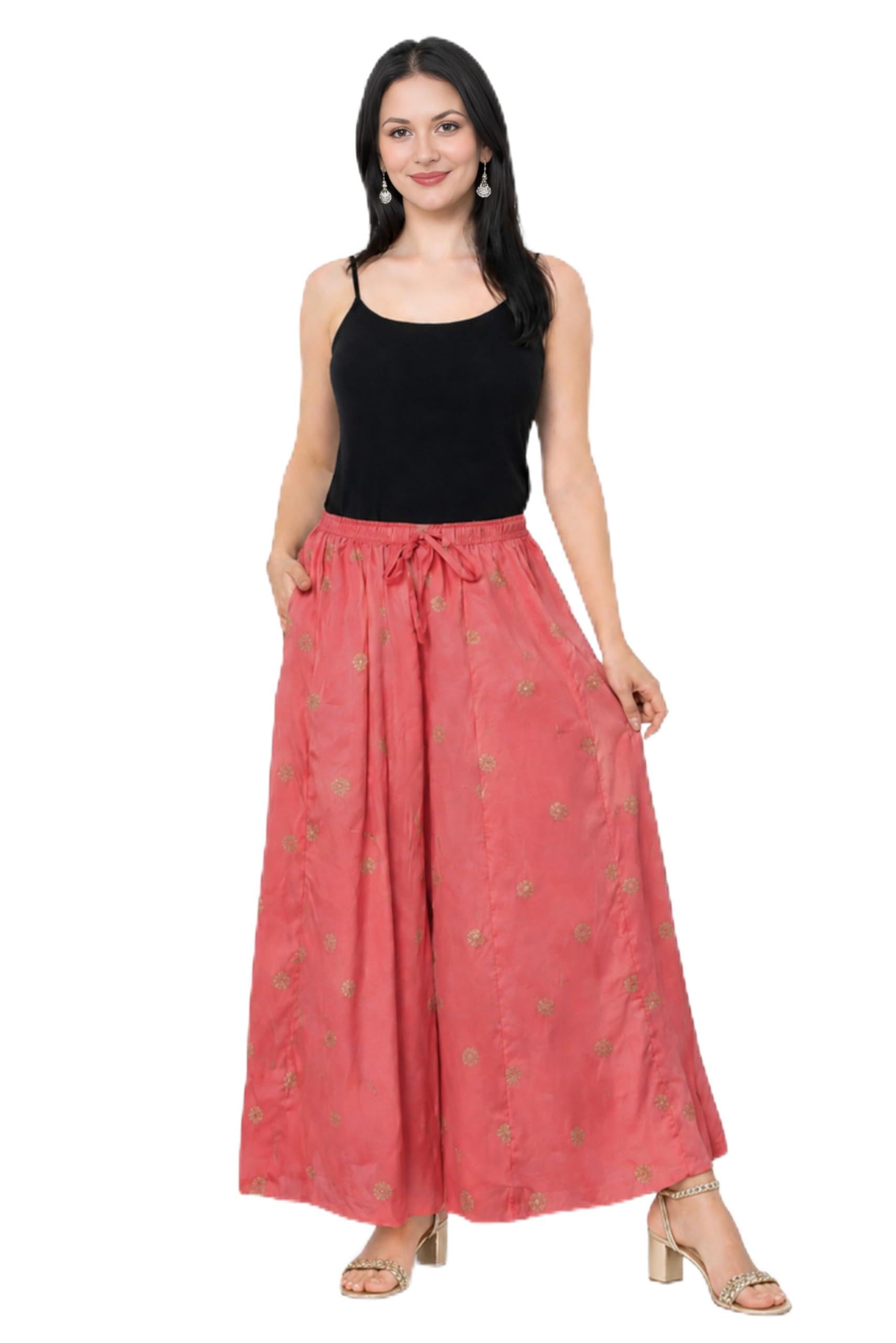 abrav Women's Rayon Skirt Palazzo Pants, Wide Leg, Drawstring Waist with Elastic, Casual Wear-picture-48