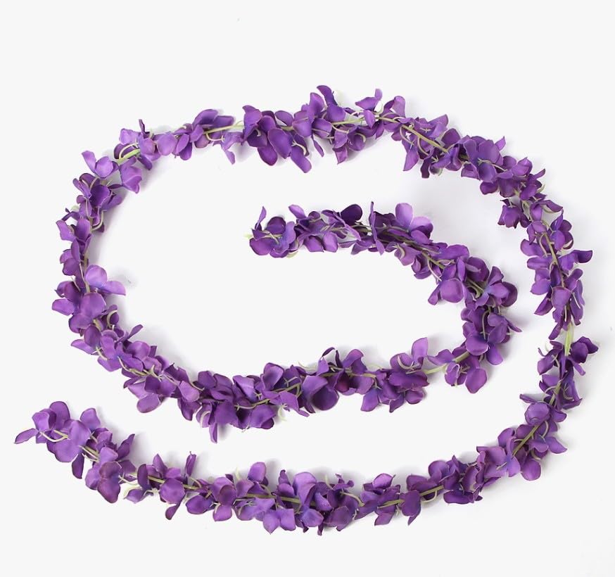 Image of VRB Dec 2 Pcs Artificial Flowers Vine Silk Wisteria Garland Fake Ivy,(6 ft Long) Wedding Decoration Diwali /Ganpati /Christmas Decorations Fake Daisy Floral Vine Silk Hanging Flower for Home (Purple)