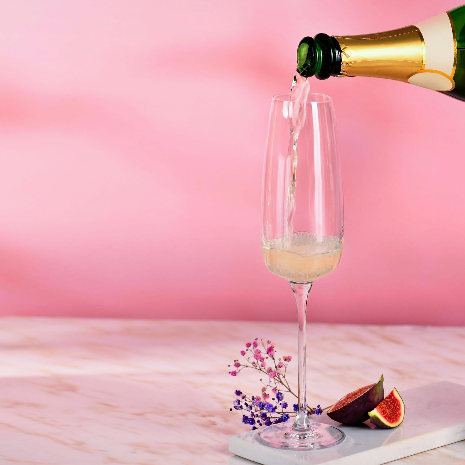 Krosno - Verres à champagne Modern 4 x 220ml | Verres à prosecco | Cadeau de mariage | Lave-vaisselle | Verre cristallin | Verre sans plomb | Durable | Résistant aux rayures | Durable | Résistant aux | Verre en cristal sans plomb, durable, résistant aux r
