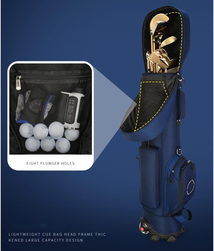 Golf Club Cart Bags for Men/Women, Golf Transport Cart Bag with Built in Wheels/Handle, Lightweight Carry Bag 5 Way Divider for Golf Course