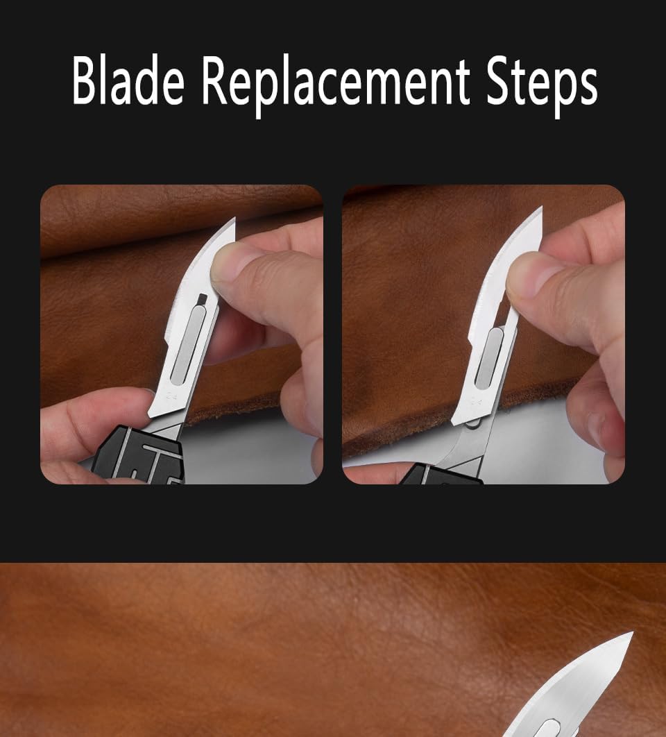 Aluminium Alloy Pocket Knife with Clip, Folding EDC Utility Knife, Push Button Box Cutter with 10pcs Carbon Steel Blades