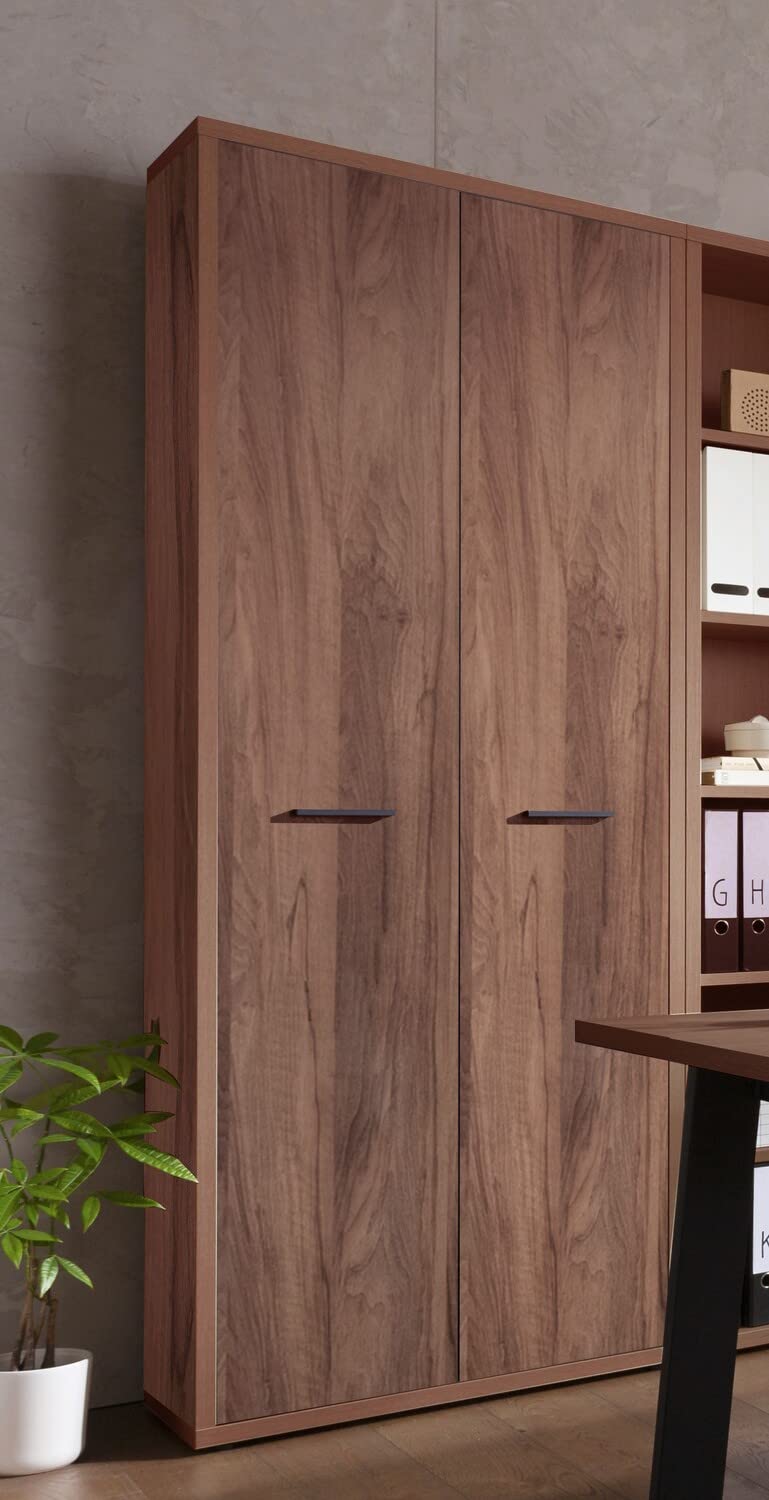 Composad | Mobile Contenitore della Linea DAVINCI BRERA con 2 Ante, Libreria, Mobile Archivio Portadocumenti, (LxAxP) 81,60x217,50x35,70 cm, Noce, Studio, Ufficio, Made in Italy