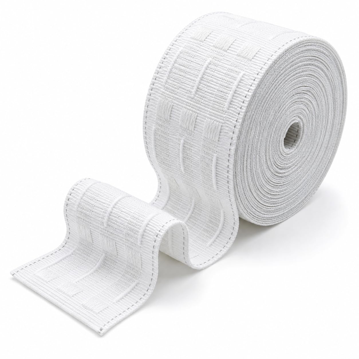 Pluvikon 10 M x 3 Inch White Curtain Header Tape, Pencil Pleat Curtain Header, Pleat Curtain Tape Triple Cord Heading Tape for Blackout and Wave Curtains Sewing DIY - 75mm×10m