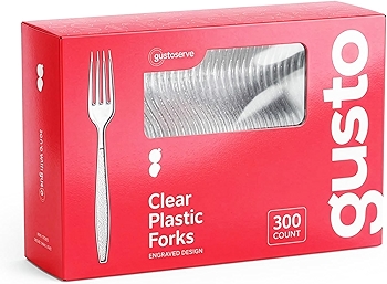 Engraved Clear Disposable Forks