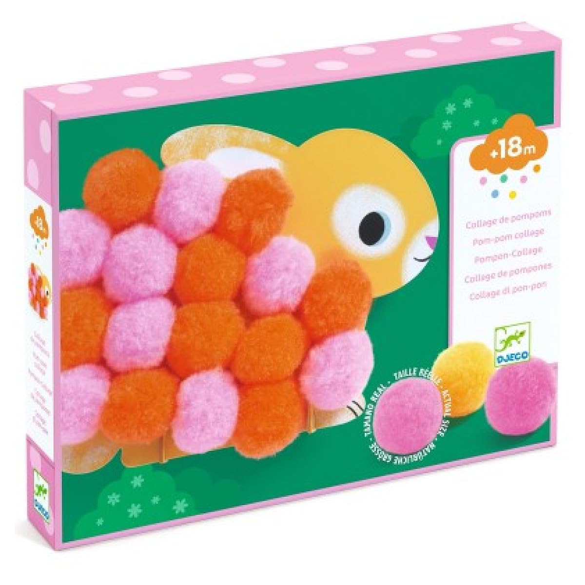 Djeco Collage di pompon - Animali e cerchi di pompon