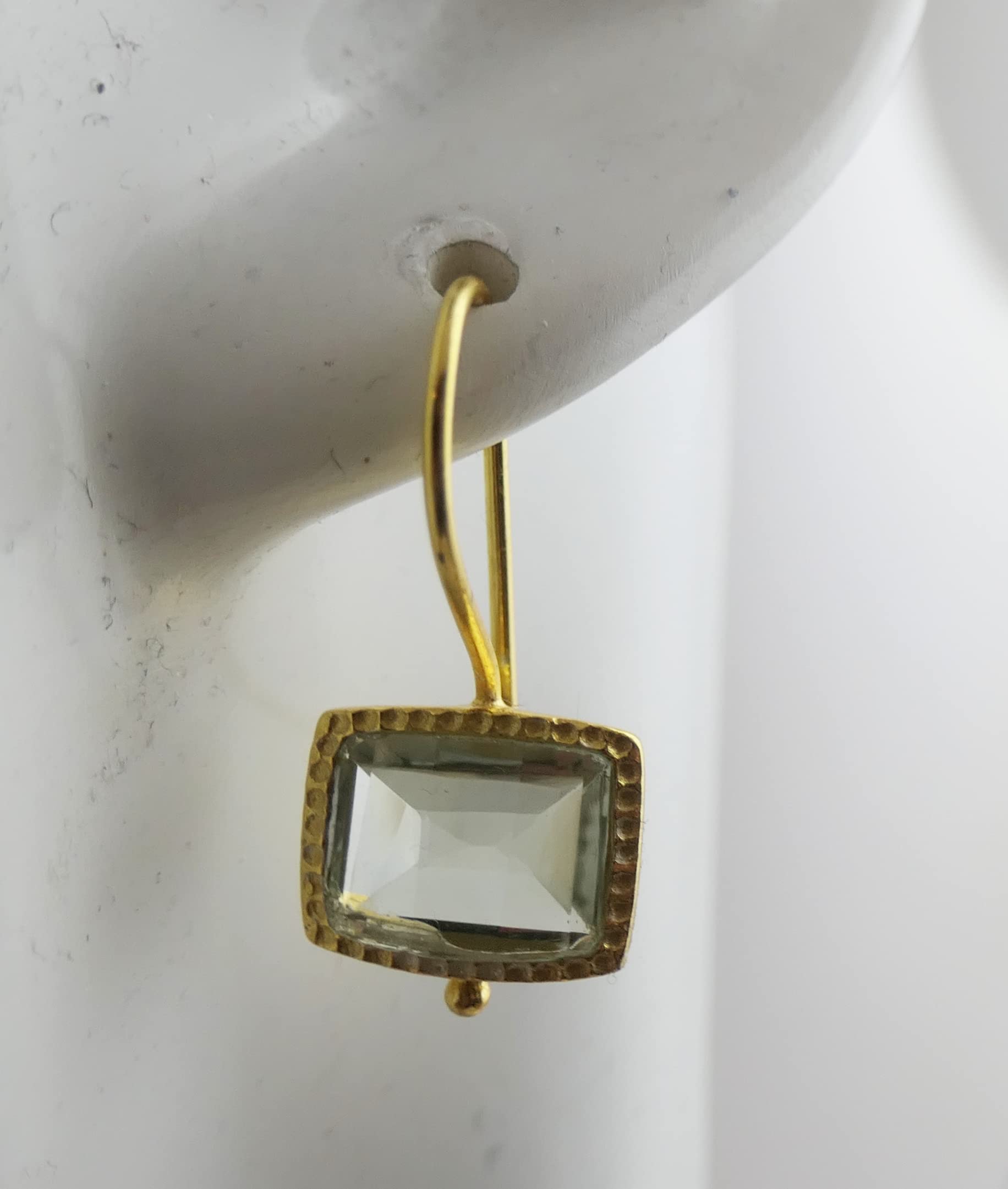 Grüner Amethyst Ohrringe 925 Sterling Silber vergoldet