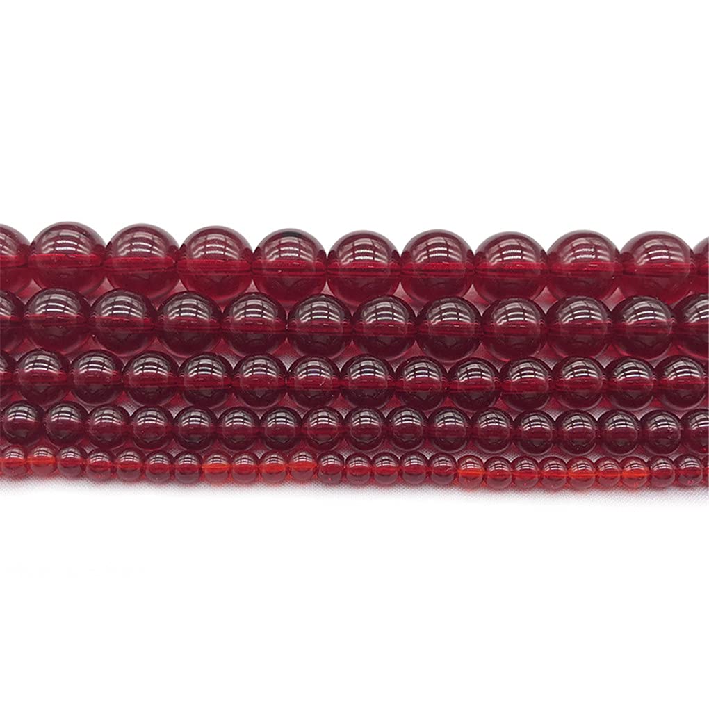 Perline di vetro rosso scuro liscio sciolto granato fai da te 15 pollici filo 4/6/8/10/12 mm per gioielli collana bracciale fare rosso scuro 12mm circa 30beads
