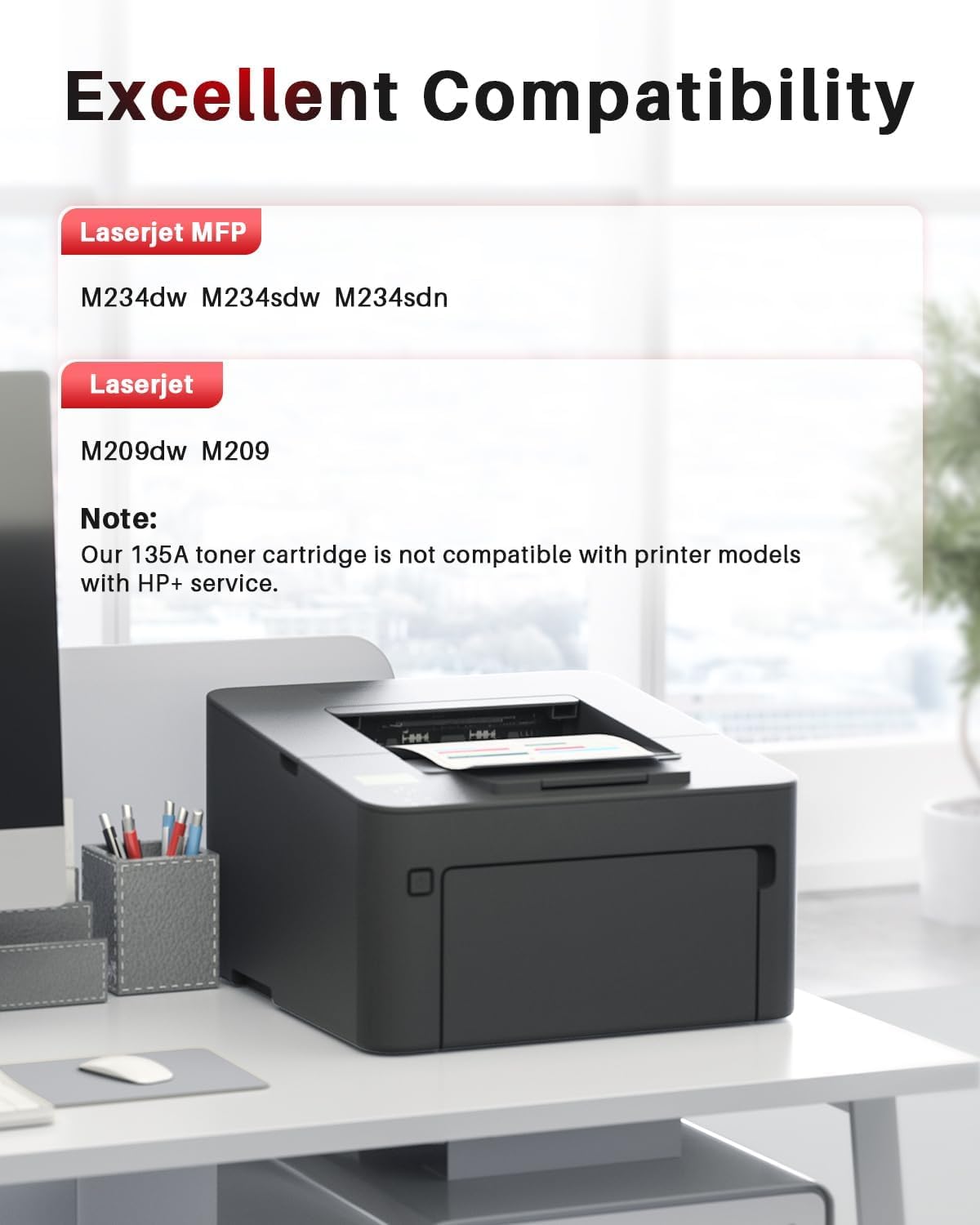 135A W1350A Tóner de Repuesto para HP 135A W1350A 135X W1350X LaserJet MFP M234dw M234sdw M234sdn M234dwn M209dw M209dwn M234 M209 (con Chip,2 Negro) — view 2