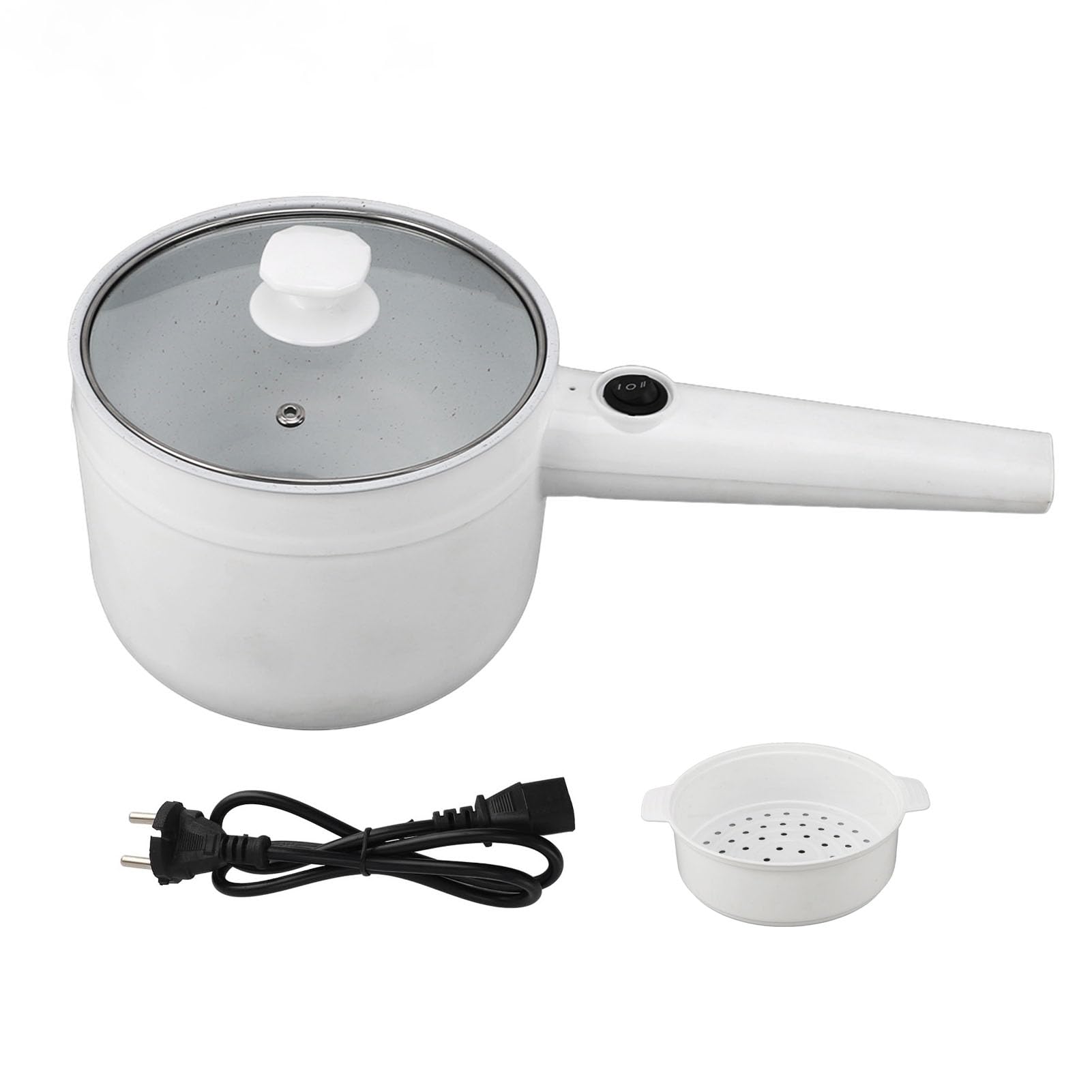TOPINCN Marmite électrique 600 W 2 Vitesses 1,8 L Poêle à Revêtement en Céramique Poêle électrique Antiadhésive Hotpot Ramen Cuiseur Céramique Hot Pot Poêle électrique pour Dortoirs