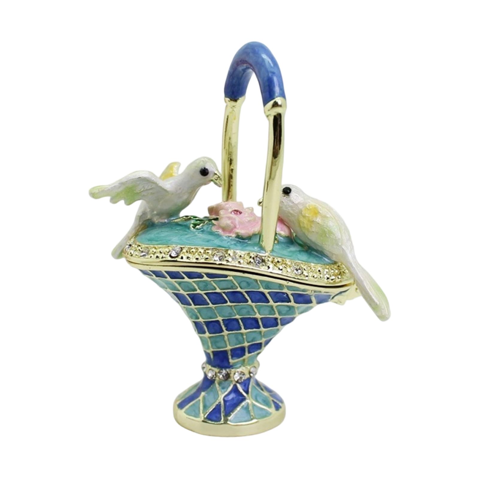 Piceioep Miniature Alloy Enameled Flower Basket Trinket Holder Offices Desk Ornament Perfect for Travel Keepsakes and Gifts Alloy Jewelry Storage Organizers