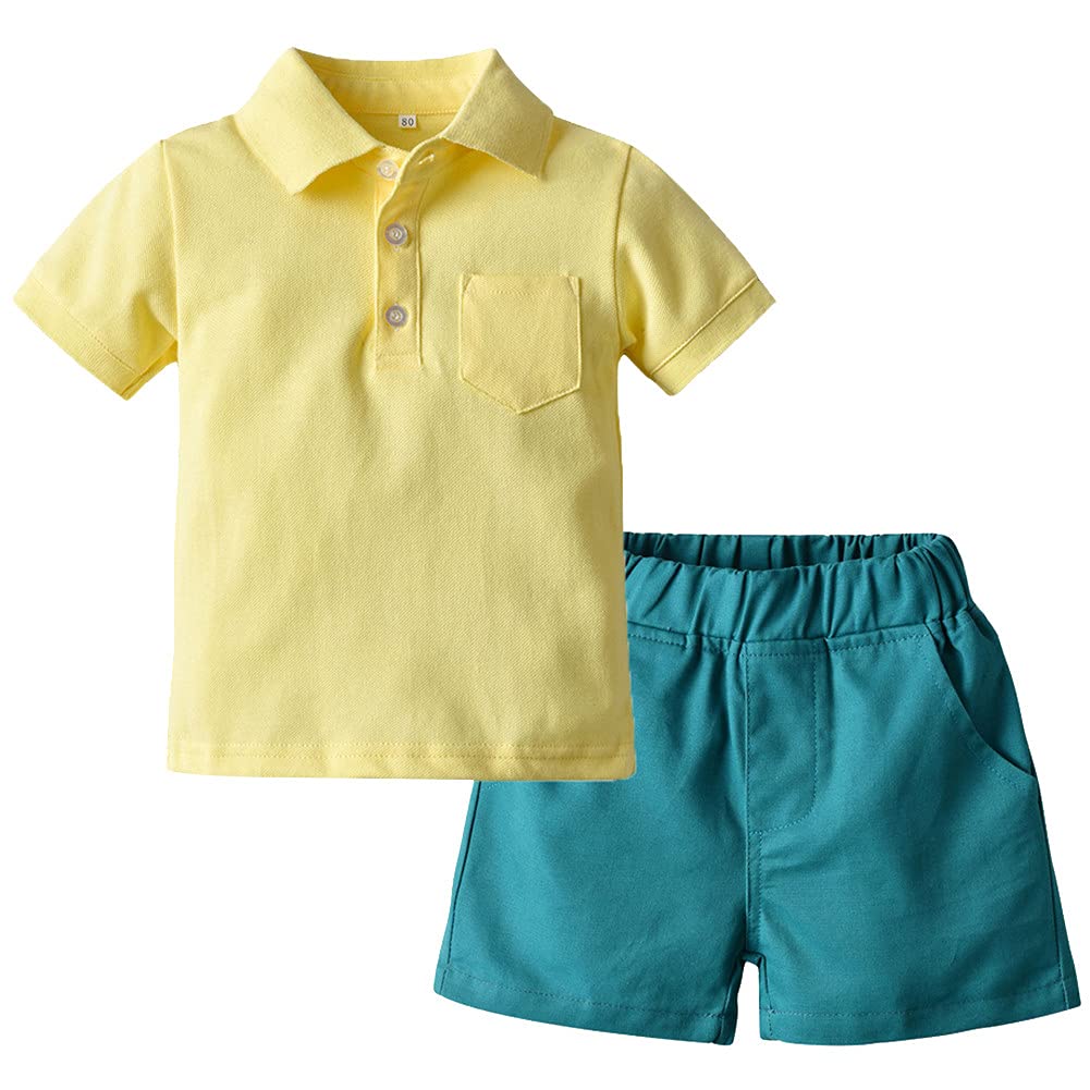 amropi Bebé Niños Verano Conjuntos de Ropa Manga Corta Camisas con Elástico Pantalones Cortos para 0 a 6 años