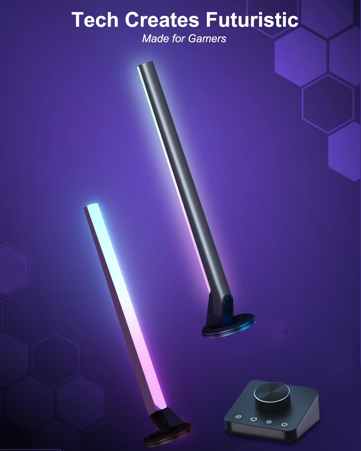 Gaming LED Lightbar mit Desktop-Controller, Smart Gaming Lampe Zimmer Deko Funktioniert mit Alexa Google Assistant, RGBIC TV LED Hintergrundbeleuchtung App-Steuerung Musiksync für TV Tisch Geschenke