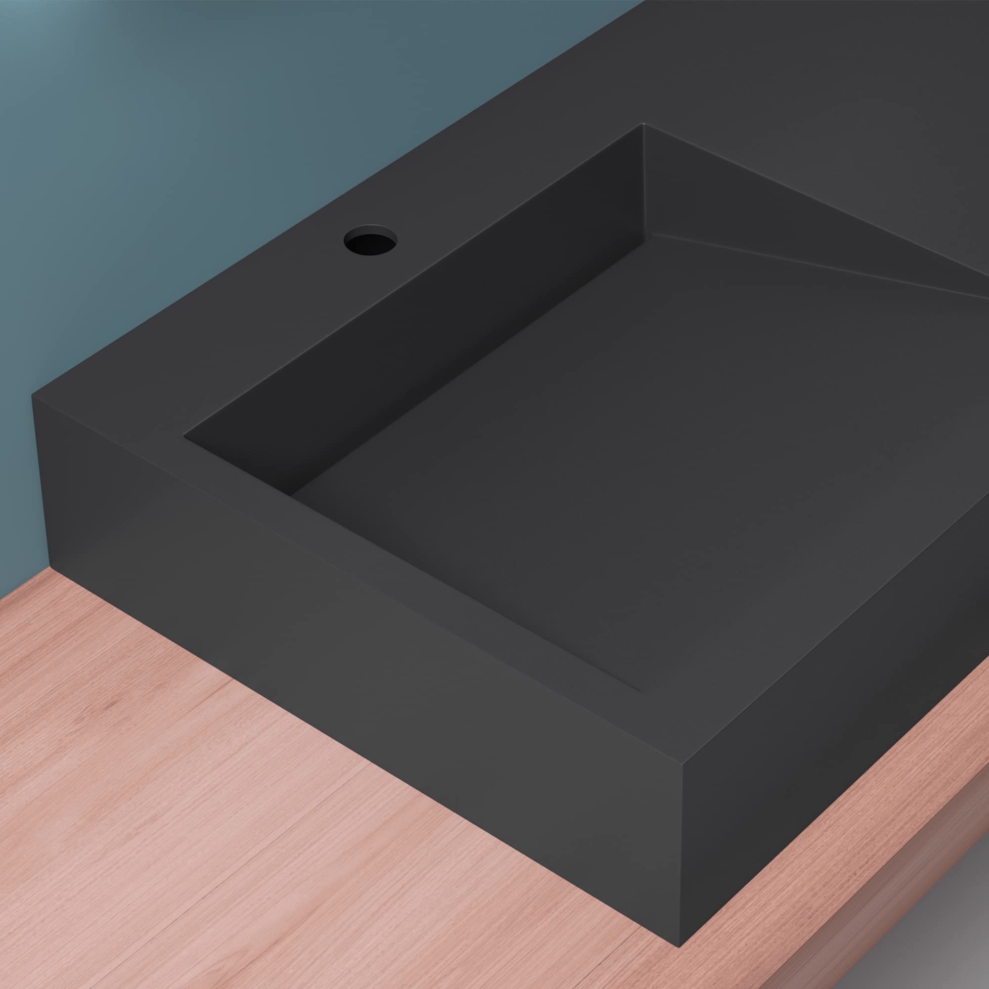 Mai & Mai Lavabo colgante Col11, BTH: 100 x 50 x 13 cm, en antracita mate, mineral fundido, forma rectangular