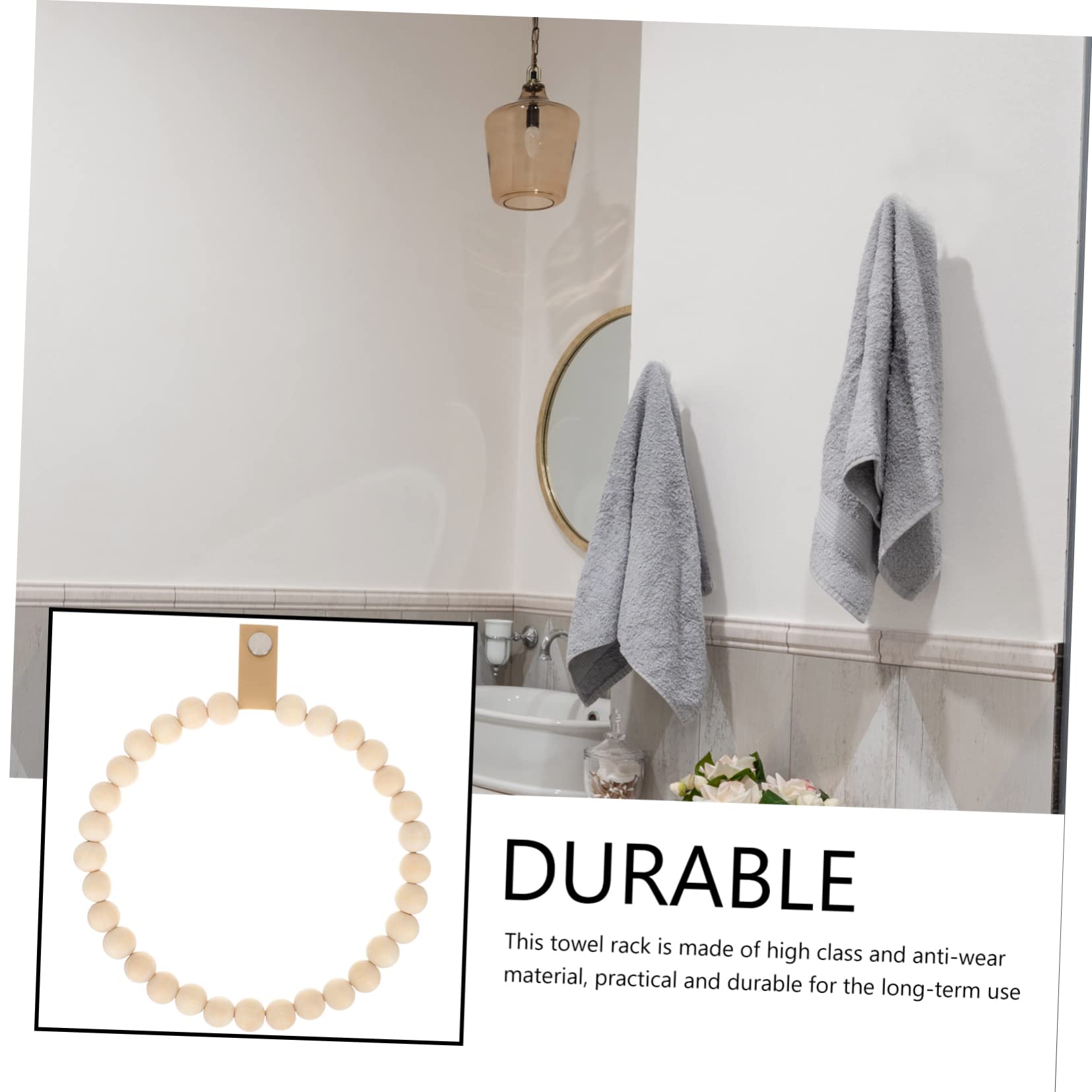 Operitacx 3 Piezas Toallero De Cuentas De Madera Toallero Rústico Toallero Madera Anillos De Toalla De Baño Soporte De Toalla De Baño para La Pared del Baño Khaki